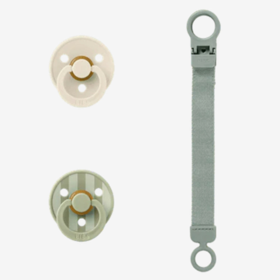 BIBS COLOUR DUMMY &amp; LOOP CLIP GIFT SET - SAGE