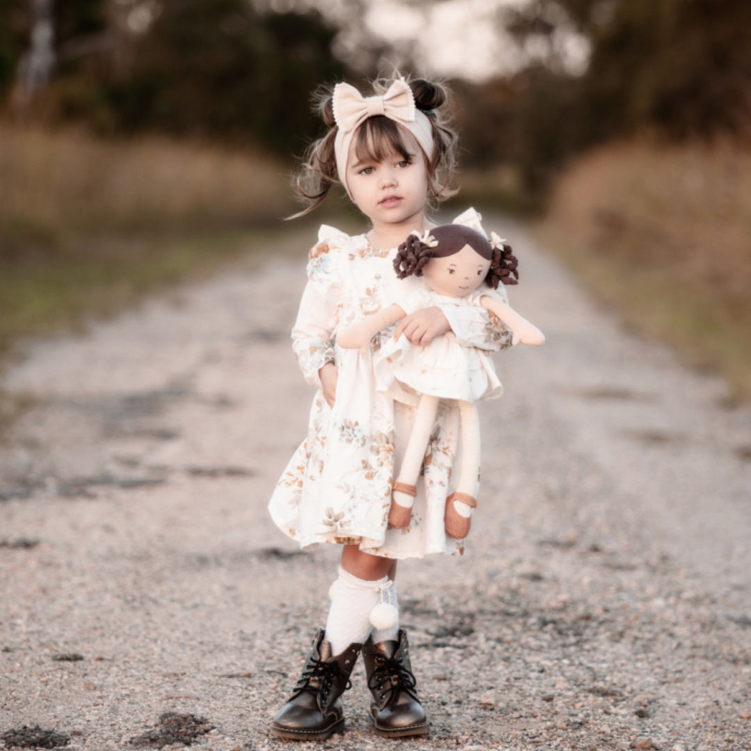 BONIKKA CECILIA LINEN DOLL WITH BROWN HAIR