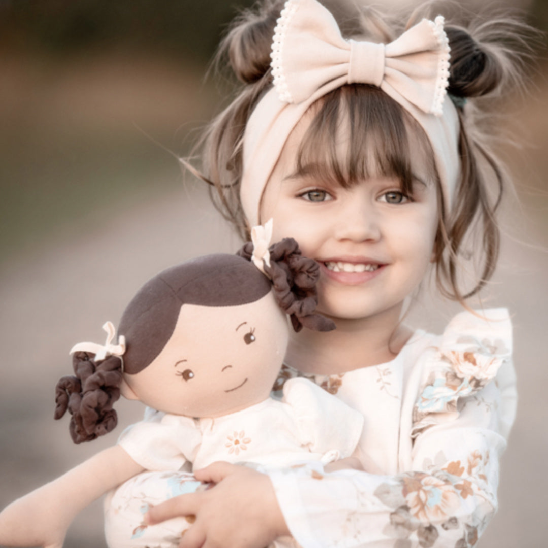 BONIKKA CECILIA LINEN DOLL WITH BROWN HAIR