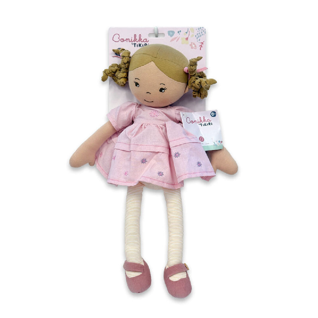 BONIKKA AMELIA LINEN DOLL WITH BROWN HAIR