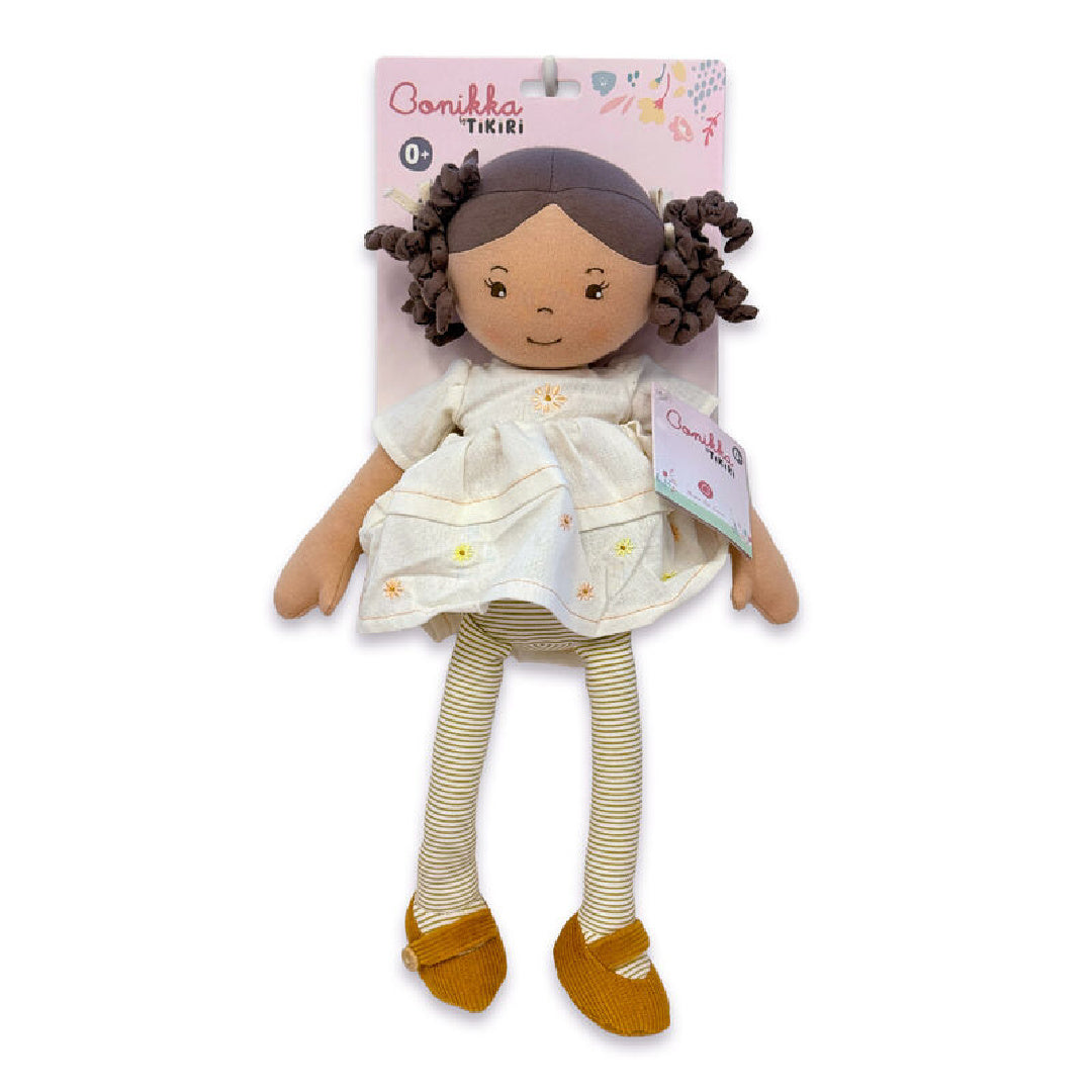 BONIKKA CECILIA LINEN DOLL WITH BROWN HAIR