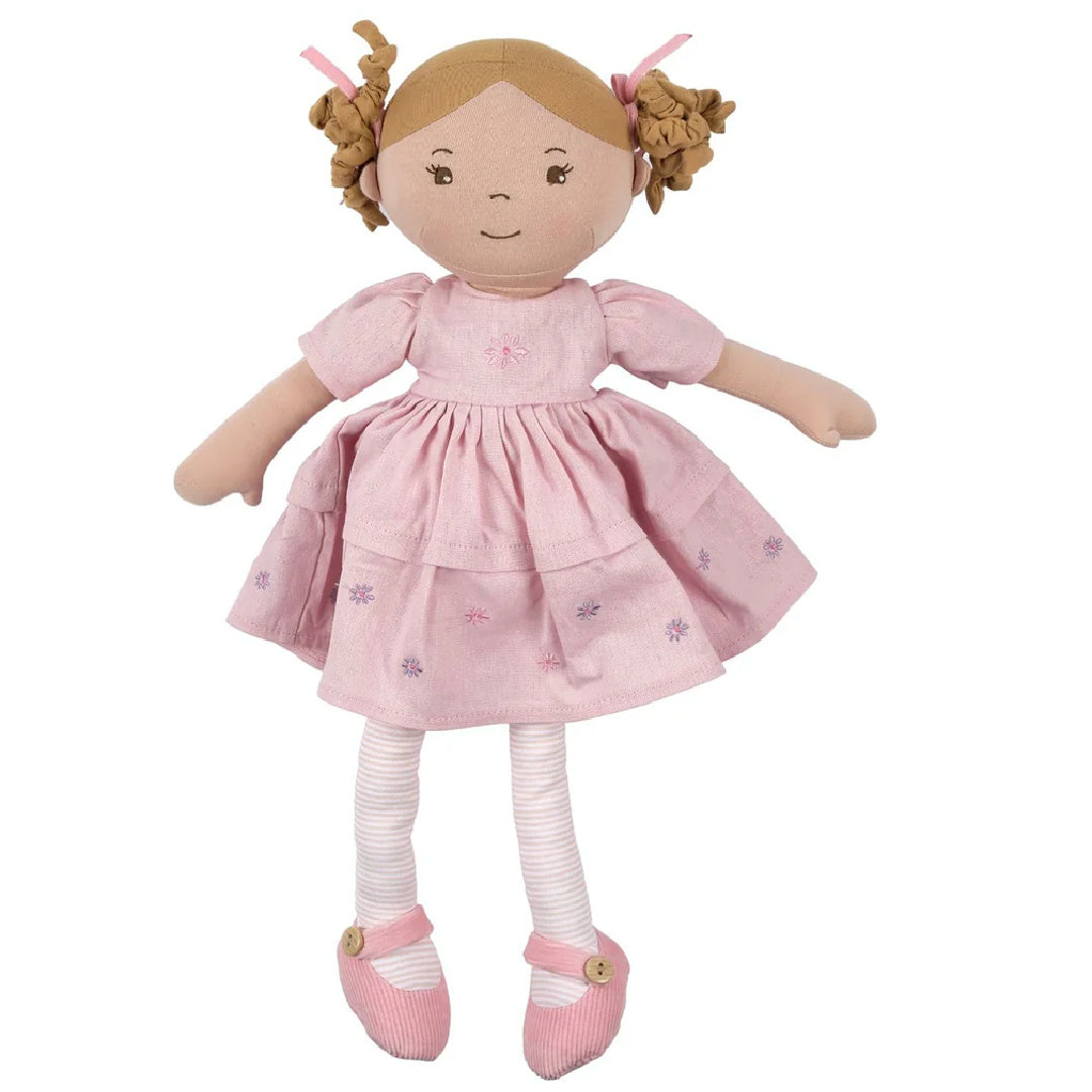 BONIKKA AMELIA LINEN DOLL WITH BROWN HAIR