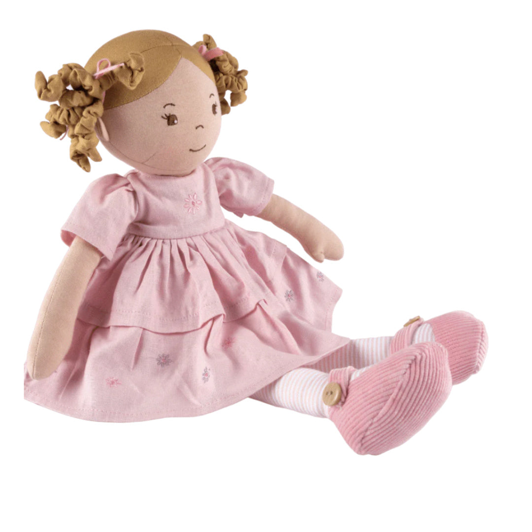 BONIKKA AMELIA LINEN DOLL WITH BROWN HAIR