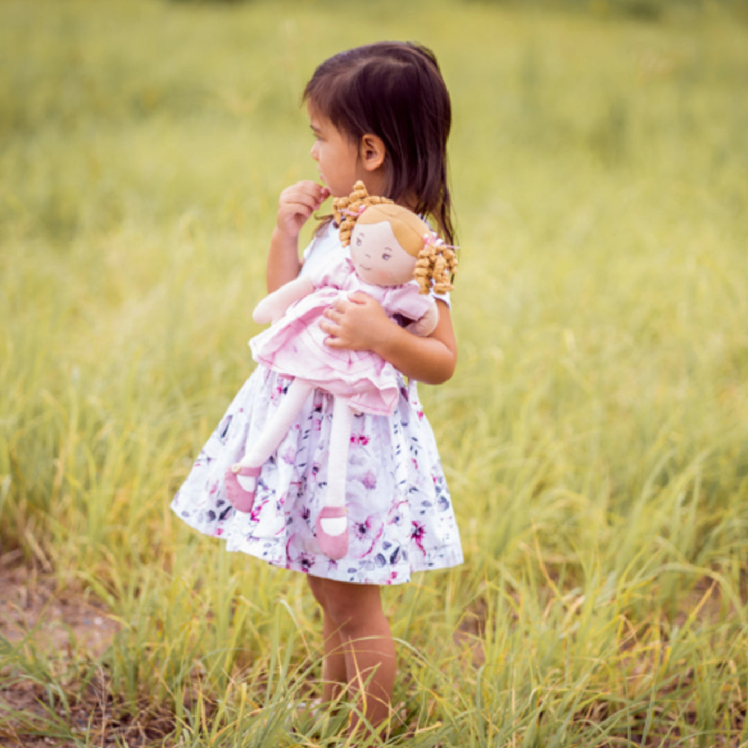 BONIKKA AMELIA LINEN DOLL WITH BROWN HAIR