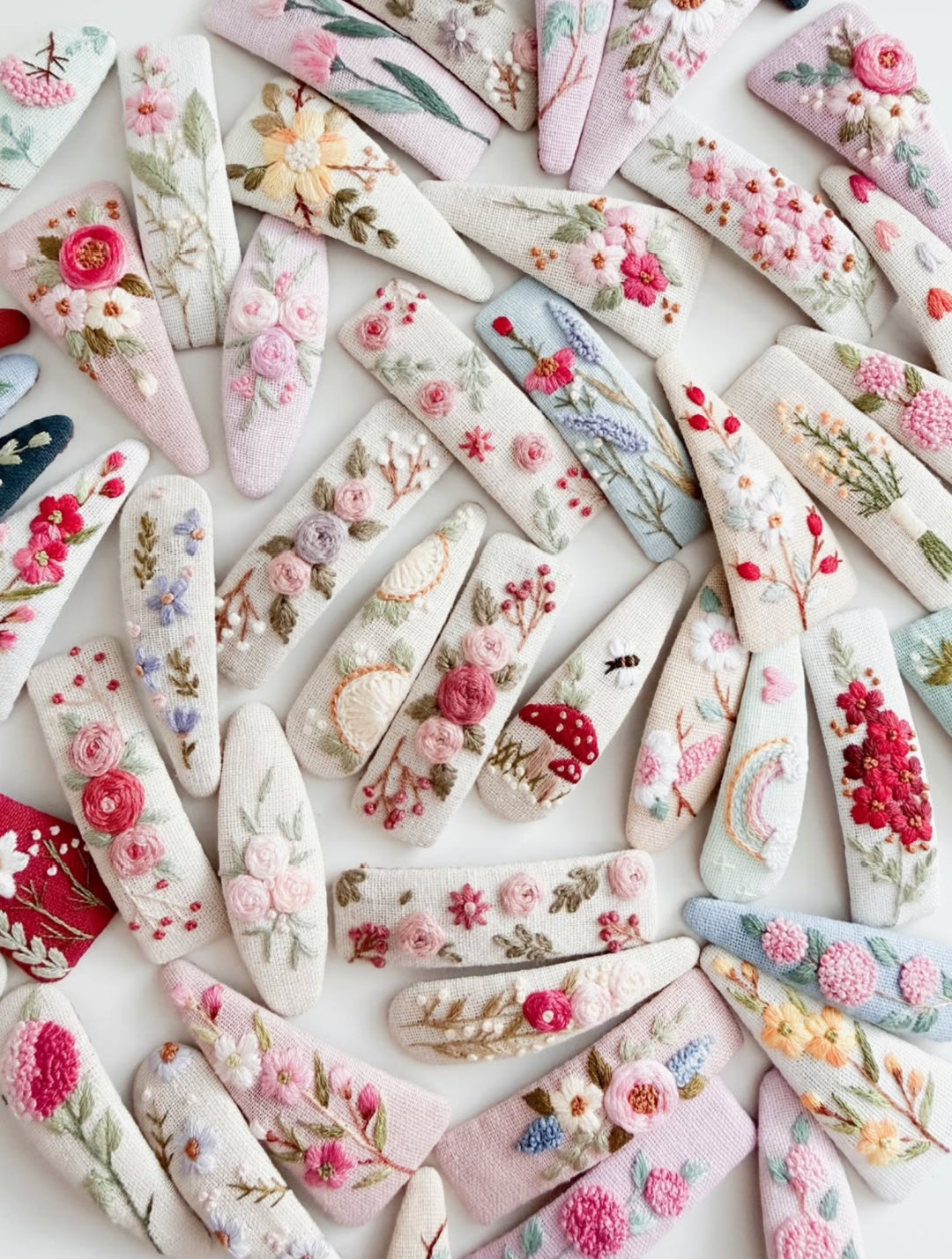Chléa &amp; Co Embroidered Hair Clip |  Dainty Pink Flower