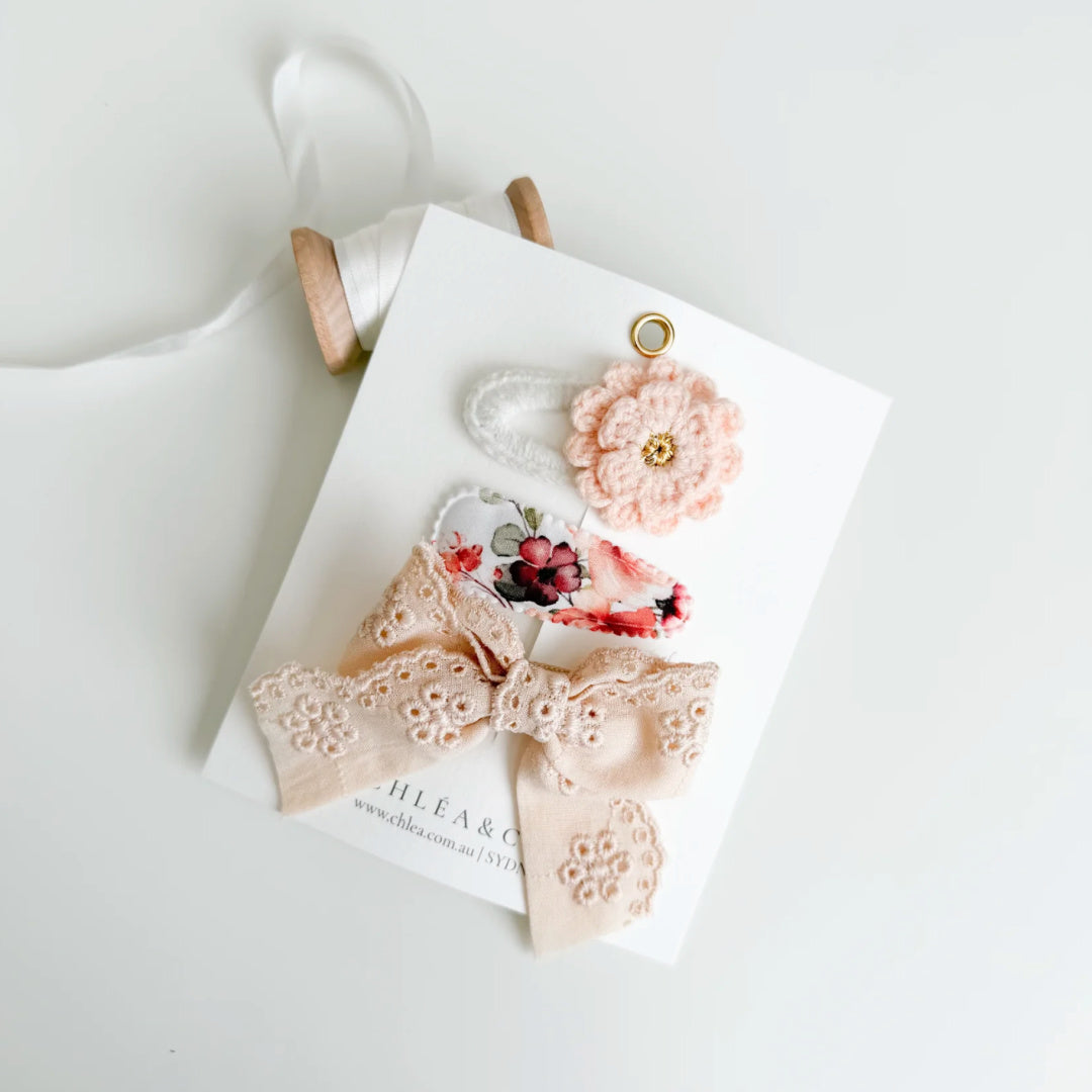 Chléa &amp; Co 3pc Mixed Hair Clips | Barely Peach