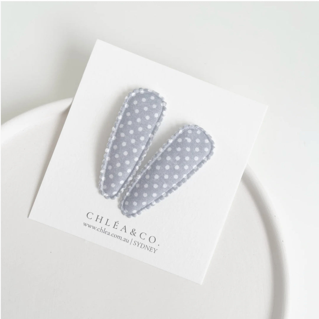Chléa &amp; Co Fabric Covered Snap Clip | Ava Pastel Blue