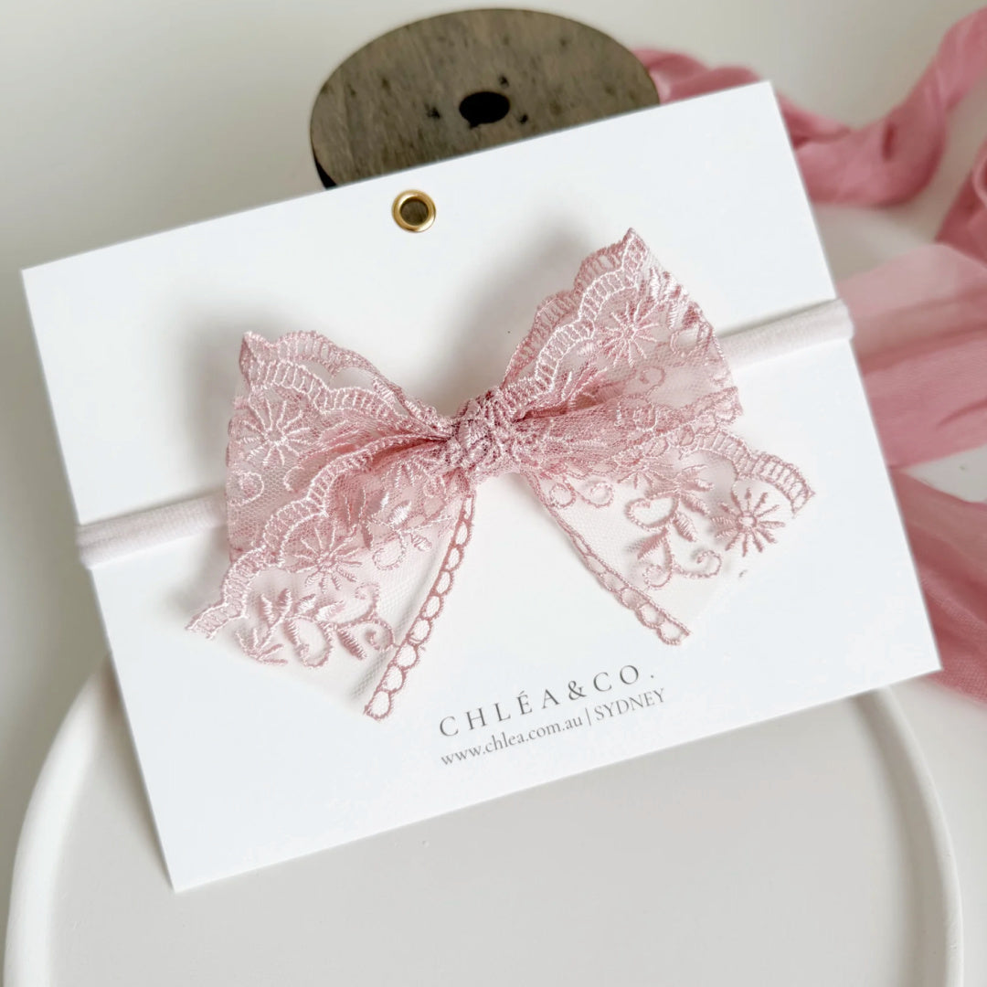 Chléa &amp; Co Aviella Lace Bow Headband