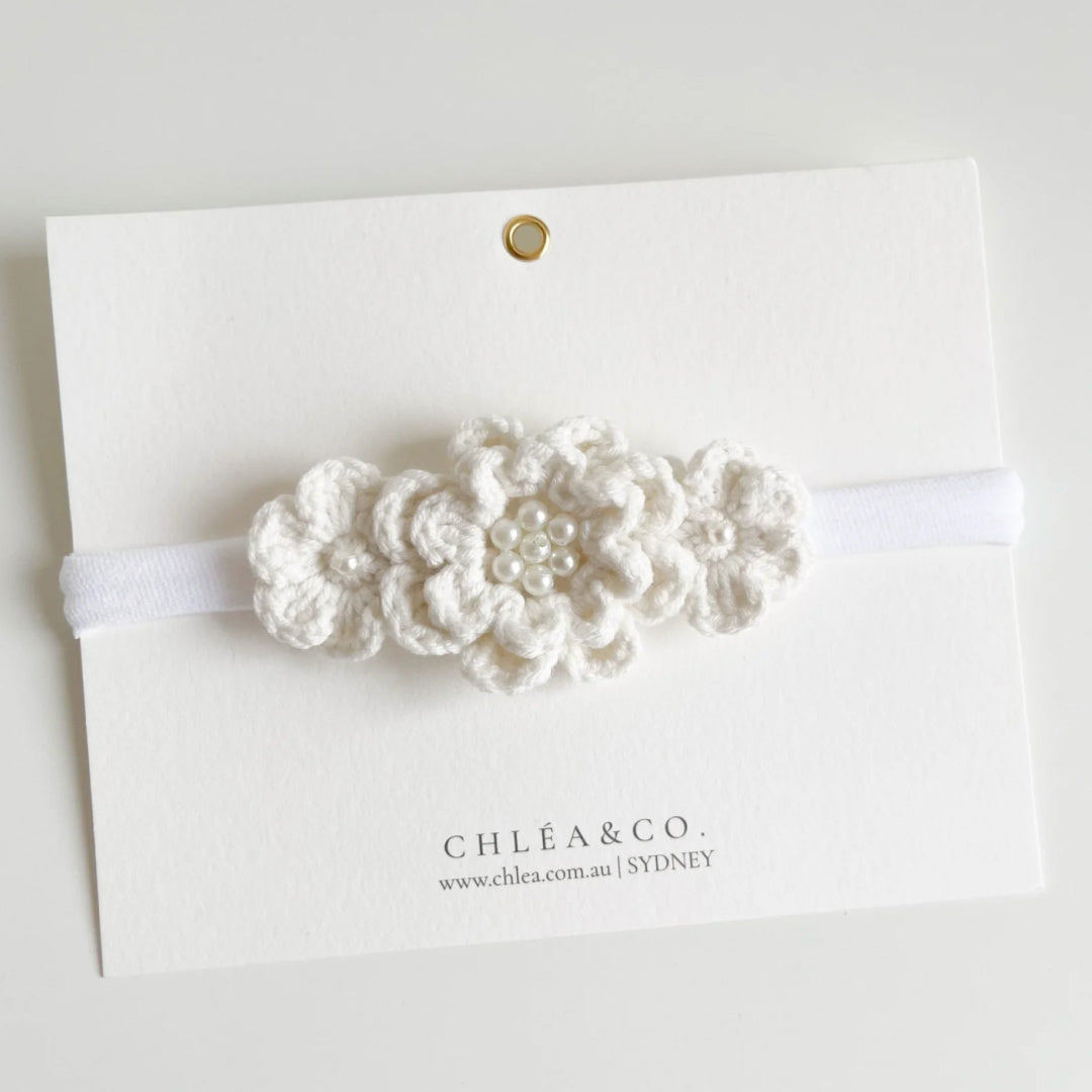 Chléa &amp; Co Dahlia Crochet Headband (White)