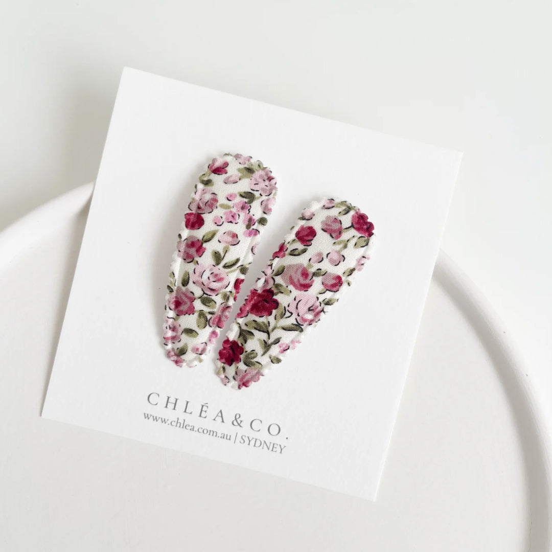 Chléa &amp; Co Fabric Covered Snap Clip | Dainty Rose