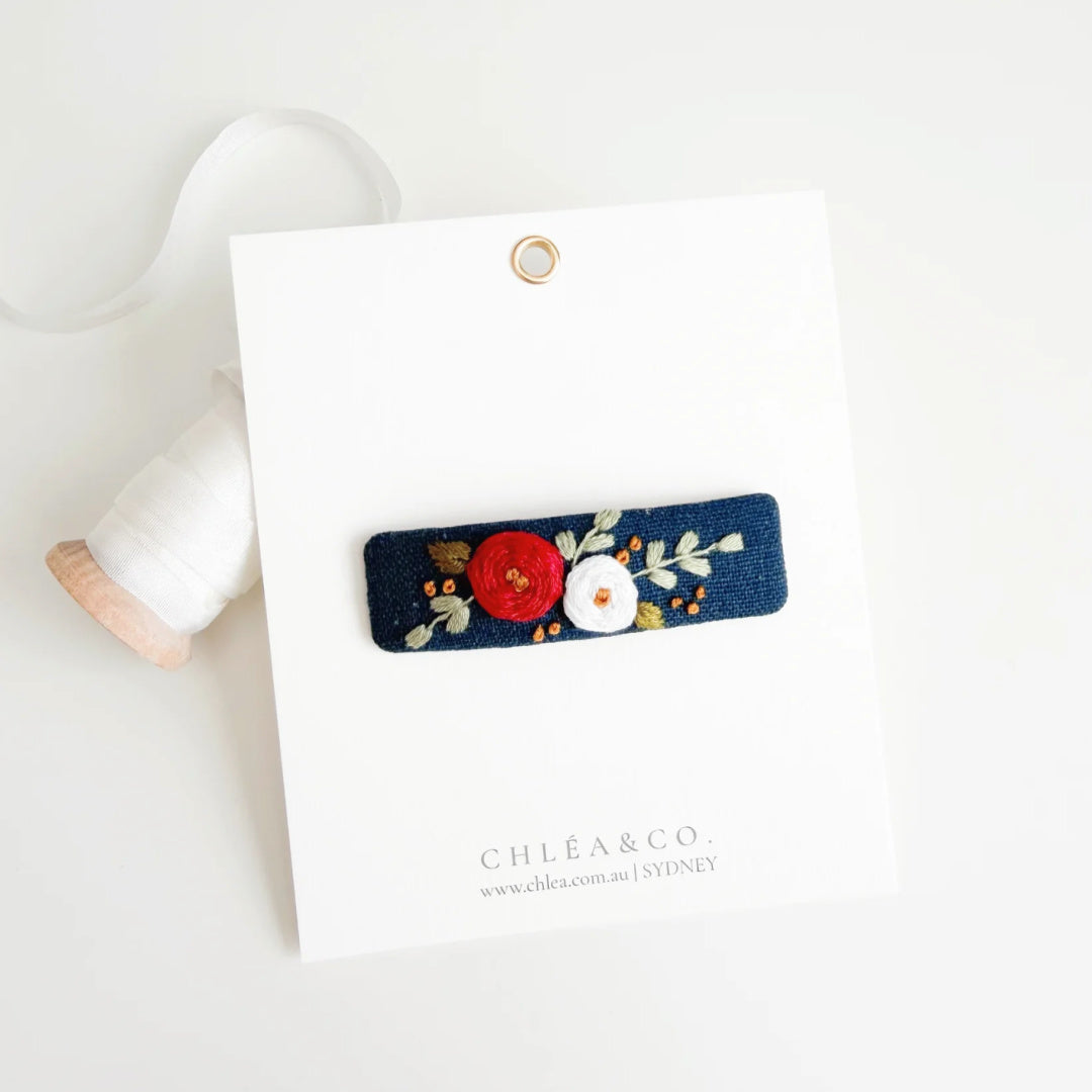 Chléa &amp; Co Embroidered Hair Clip | Midnight Meadow