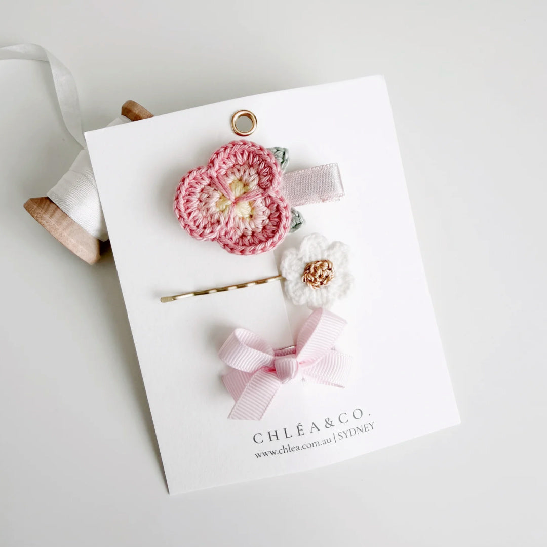 Chléa &amp; Co 3pc Mixed Hair Clips | Petal Crochet