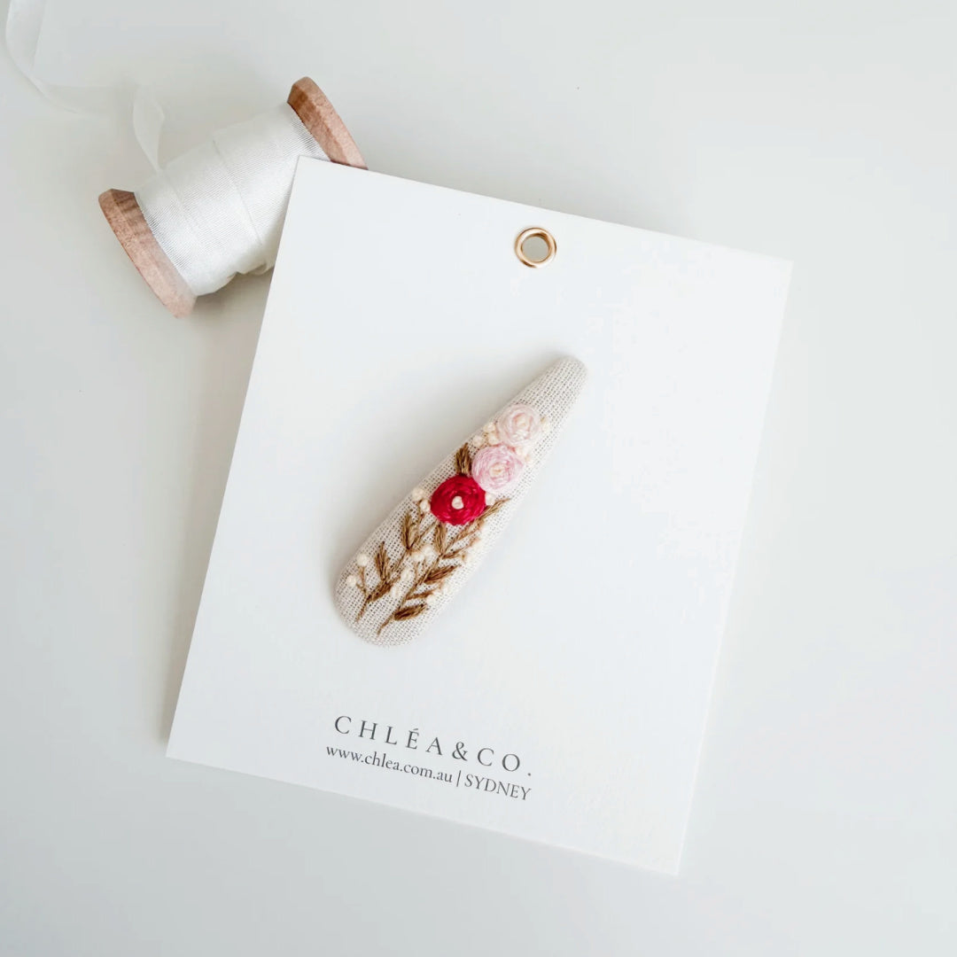 Chléa &amp; Co Embroidered Hair Clip | Rosey