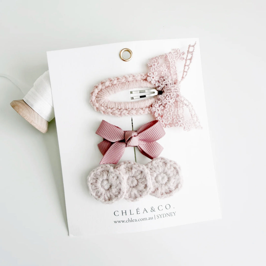 Chléa &amp; Co 3pc Mixed Hair Clips | Rosie Lace