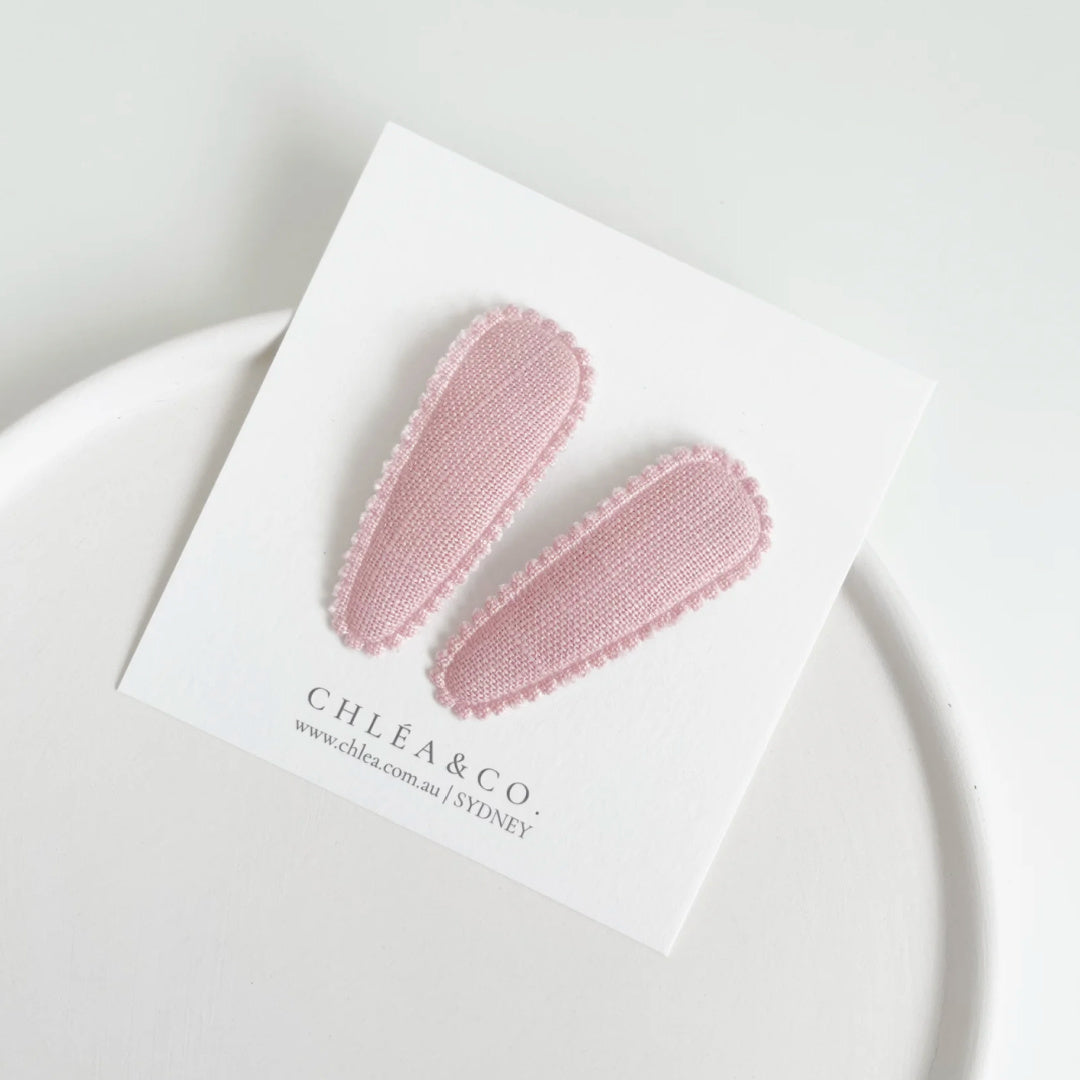 Chléa & Co Fabric Covered Snap Clip | Tea Rose