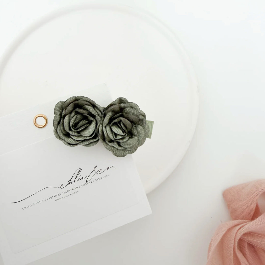 Chléa &amp; Co Willow Rose Clip (Pine Green)