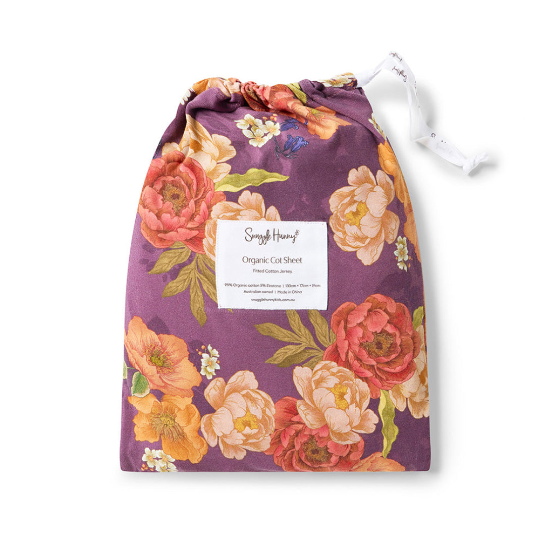 SNUGGLE HUNNY ORGANIC FITTED COT SHEET - SIENNA