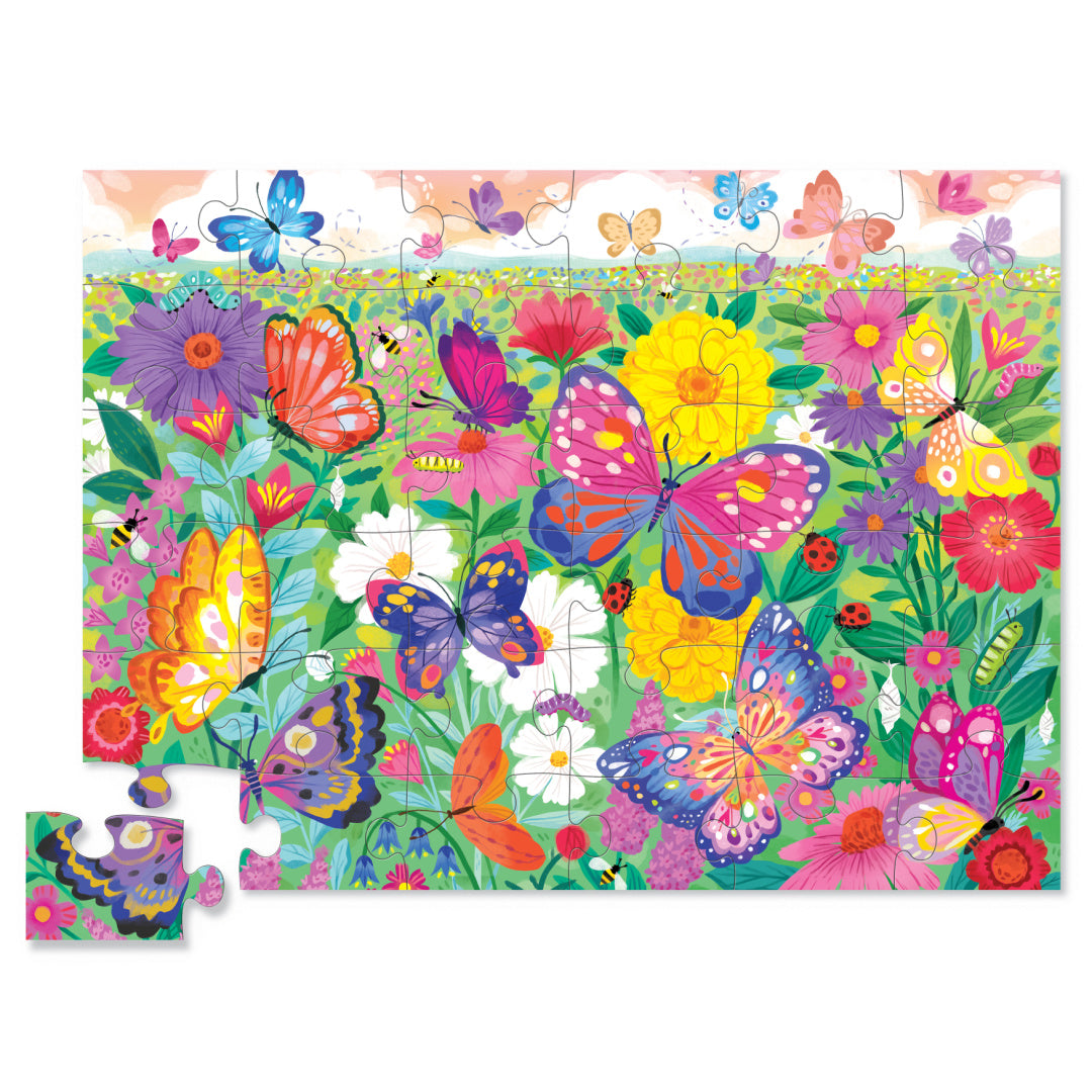 CROCODILE CREEK CLASSIC FLOOR PUZZLE 36PCE - BUTTERFLY GARDEN (FOIL STAMPED)