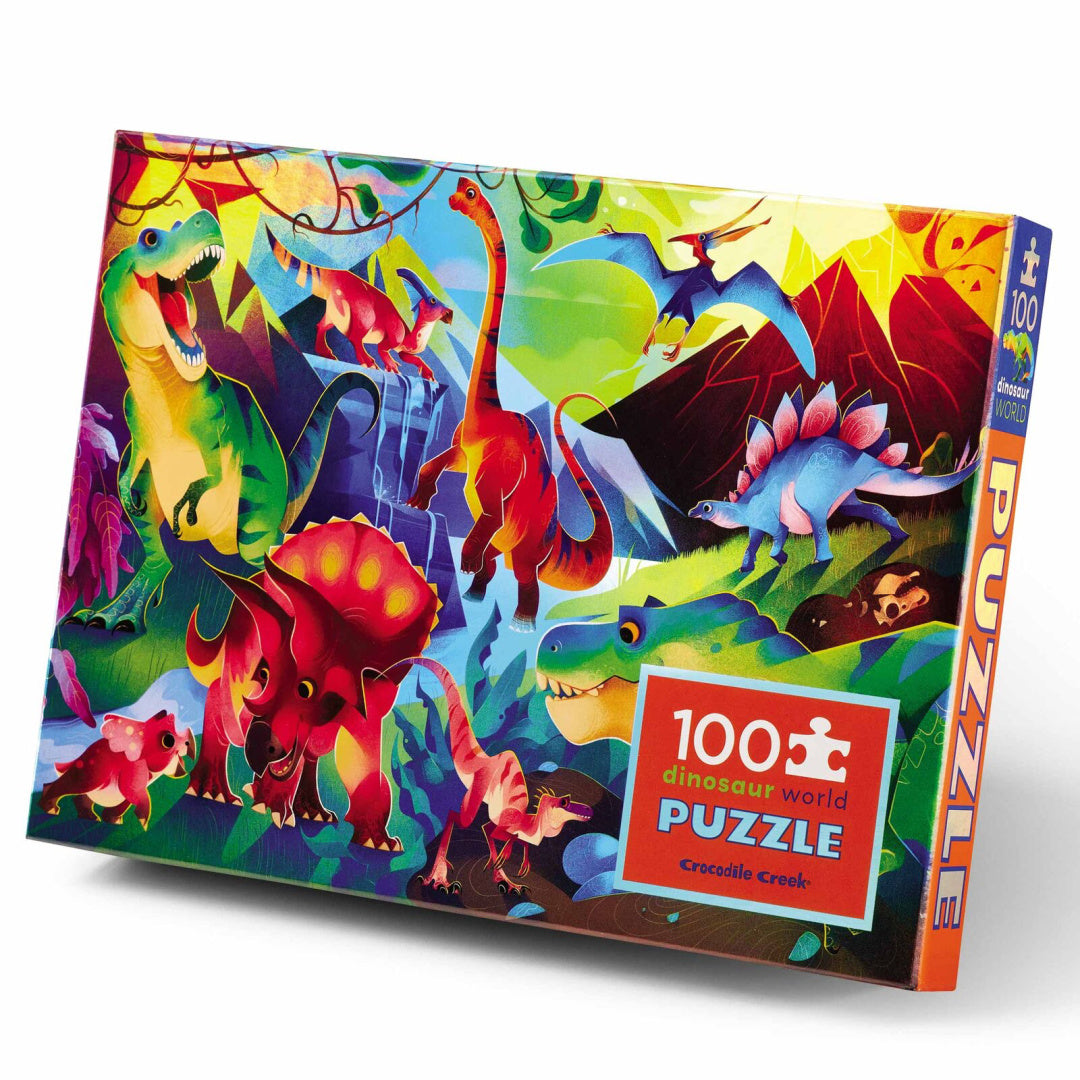 CROCODILE CREEK HOLOGRAPHIC FLOOR PUZZLE 100PCE  - DINOSAUR WORLD