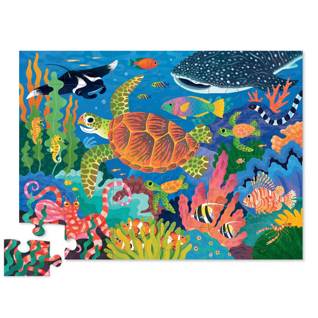 CROCODILE CREEK CLASSIC FLOOR PUZZLE 36PCE - SEA TURTLE (FOIL STAMPED)