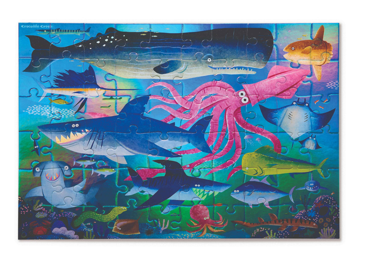 CROCODILE CREEK FOIL FLOOR PUZZLE 60PCE  - SHIMMERING SHARK