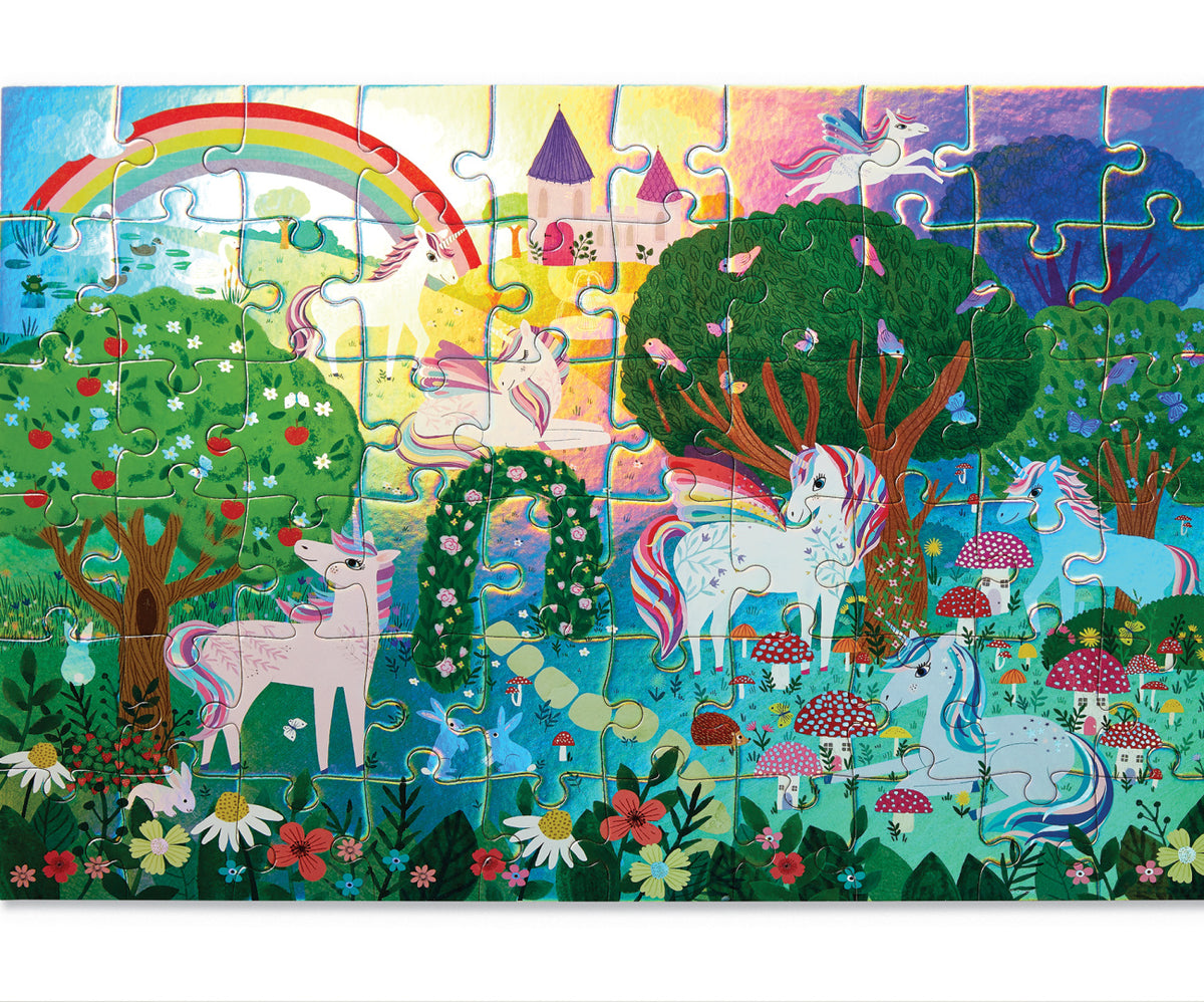 CROCODILE CREEK FOIL FLOOR PUZZLE 60PCE  - SPARKLING UNICORN