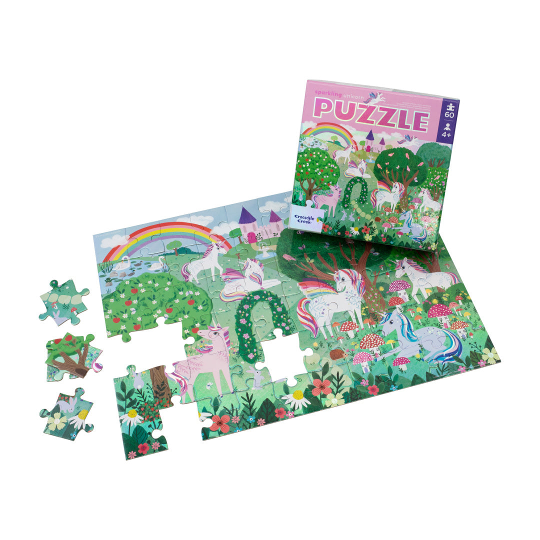 CROCODILE CREEK FOIL FLOOR PUZZLE 60PCE  - SPARKLING UNICORN