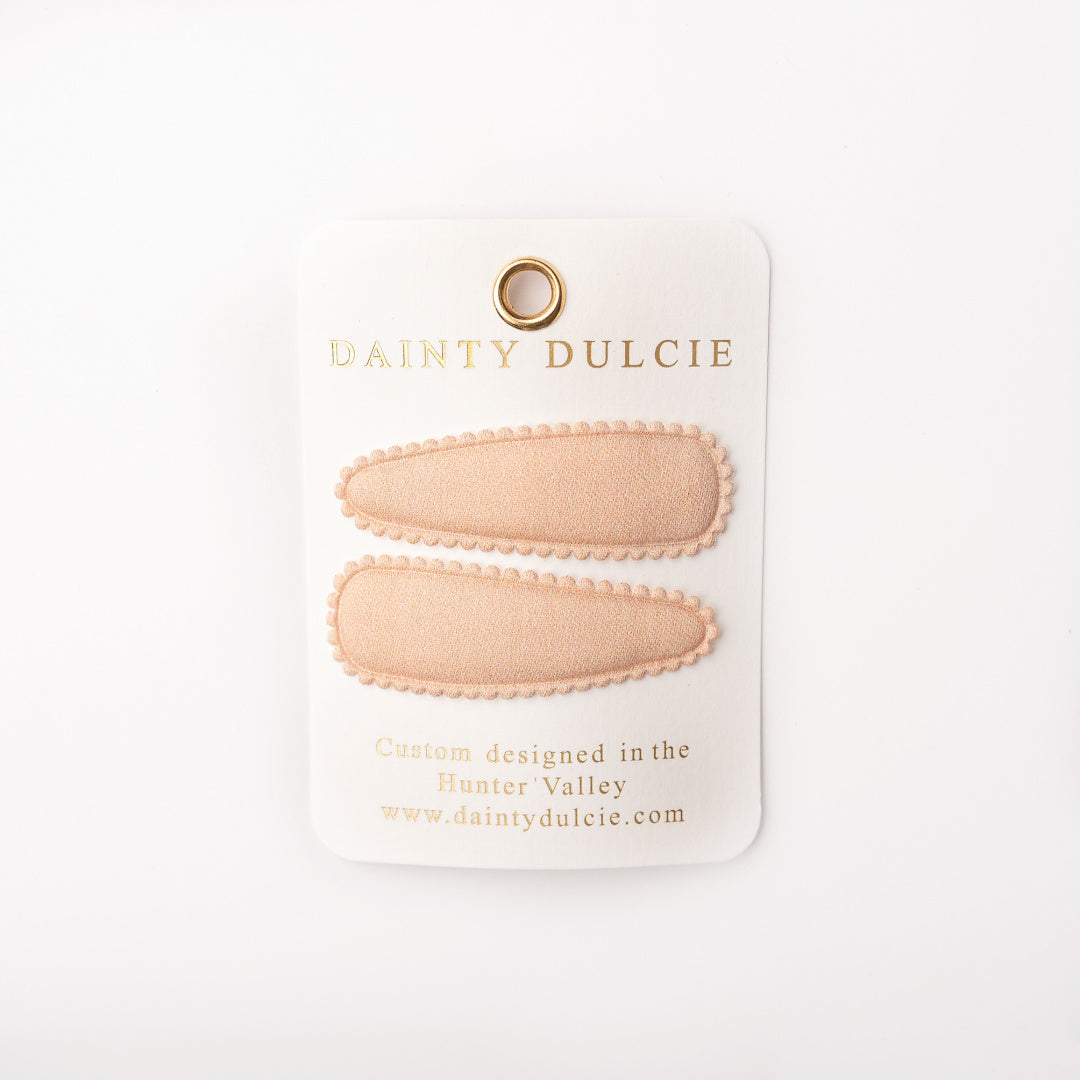 DAINTY DULCIE BEATRICE SOLID COLLECTION ALMOND FABRIC HAIR CLIPS
