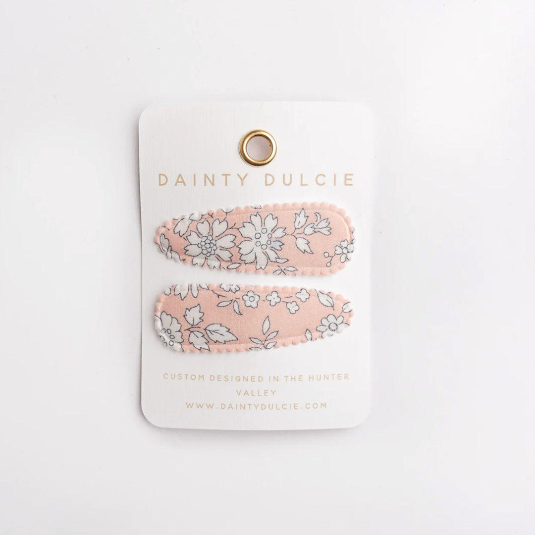 DAINTY DULCIE LAVINIA CORAL LIBERTY LONDON FABRIC HAIR CLIPS