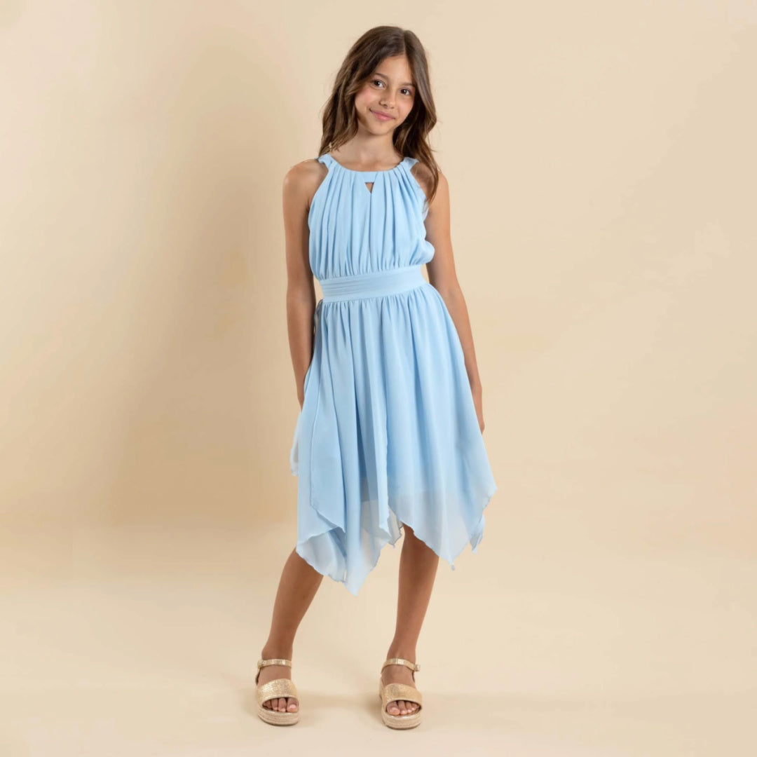 DESIGNER KIDZ ANGELENE PANELLED DRESS - BLUE