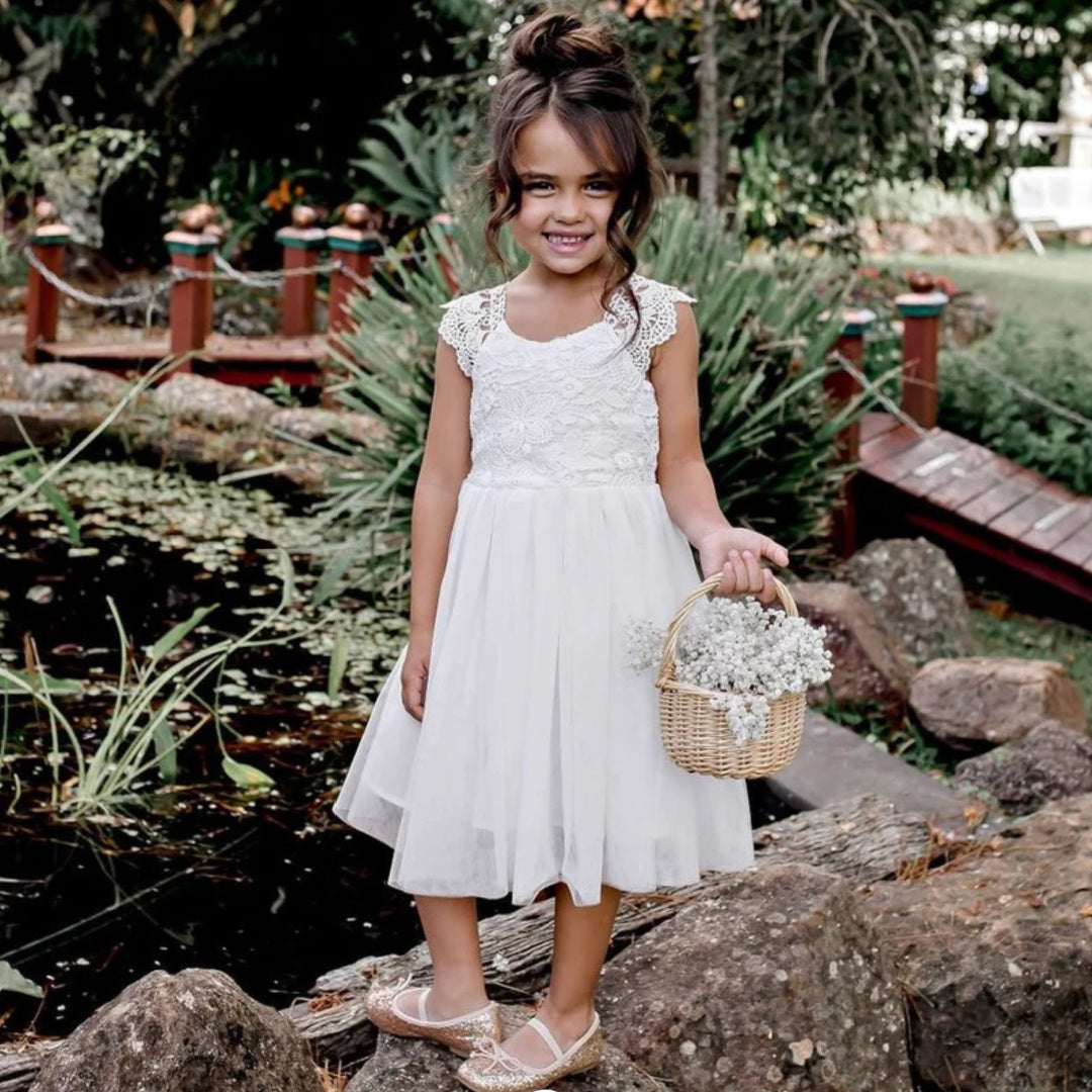 DESIGNER KIDZ ANGIE LACE BODICE DRESS