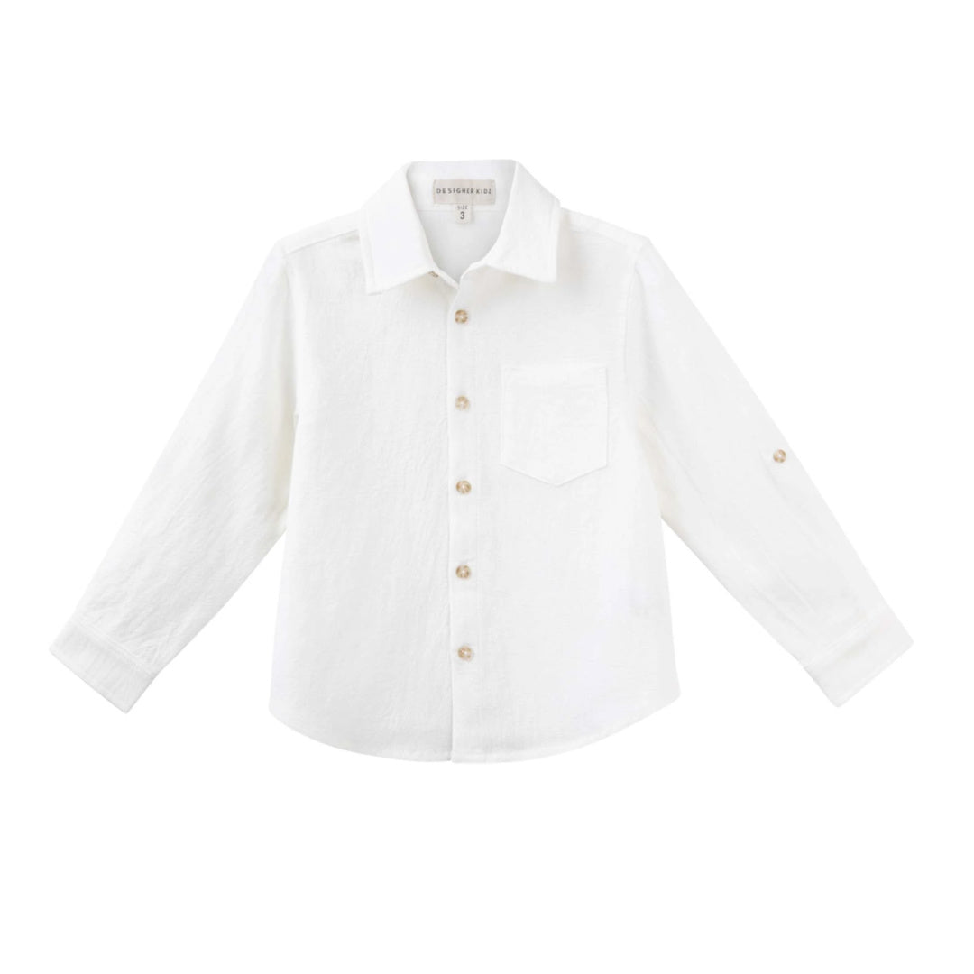 DESIGNER KIDZ BOYS ARCHIE L/S BUTTON SHIRT - IVORY