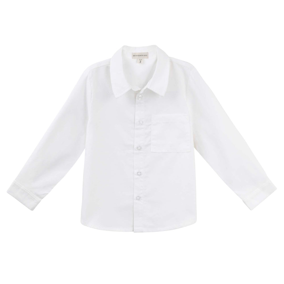 DESIGNER KIDZ BOYS JACKSON L/S FORMAL SHIRT - WHITE