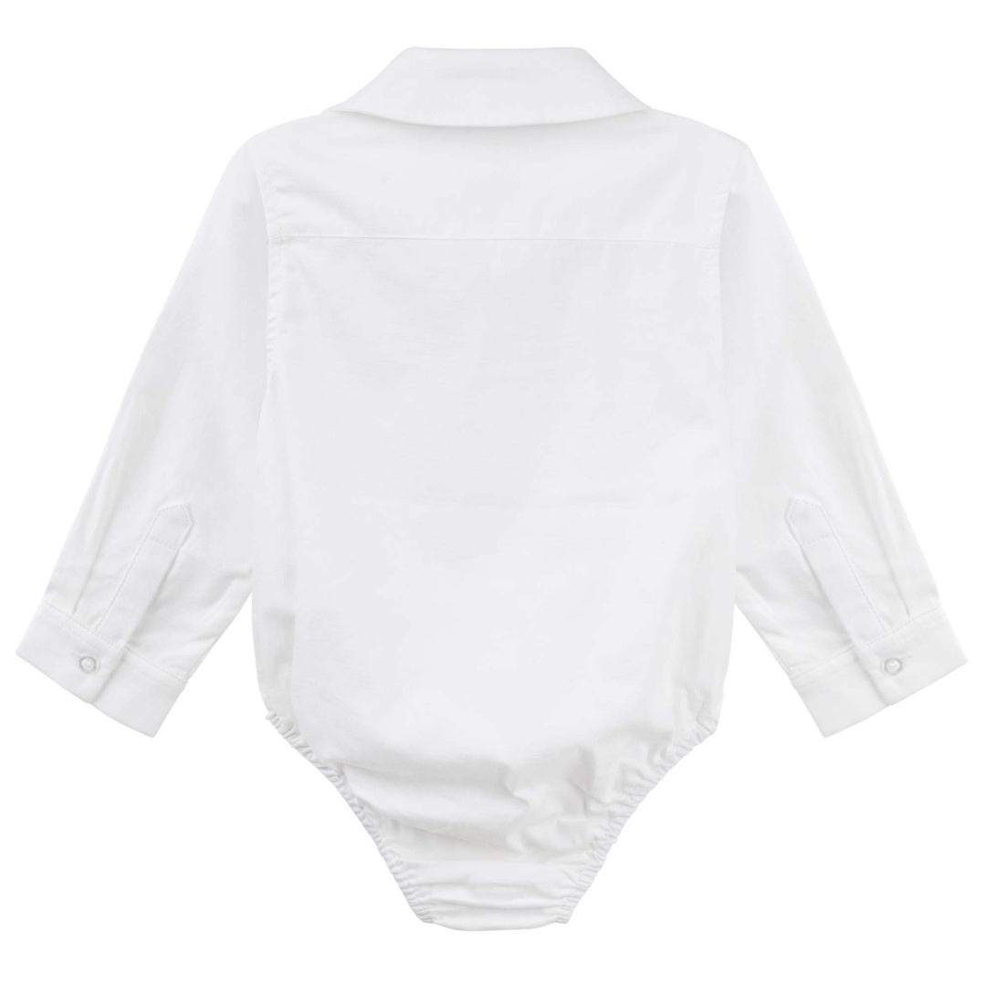 DESIGNER KIDZ JACKSON L/S FORMAL ROMPER - WHITE