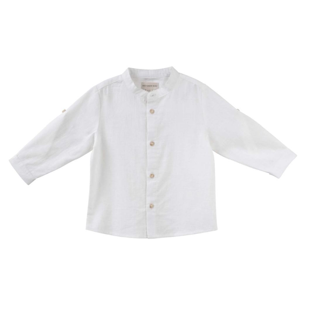 DESIGNER KIDZ BOYS LEO  L/S BUTTON SHIRT - IVORY