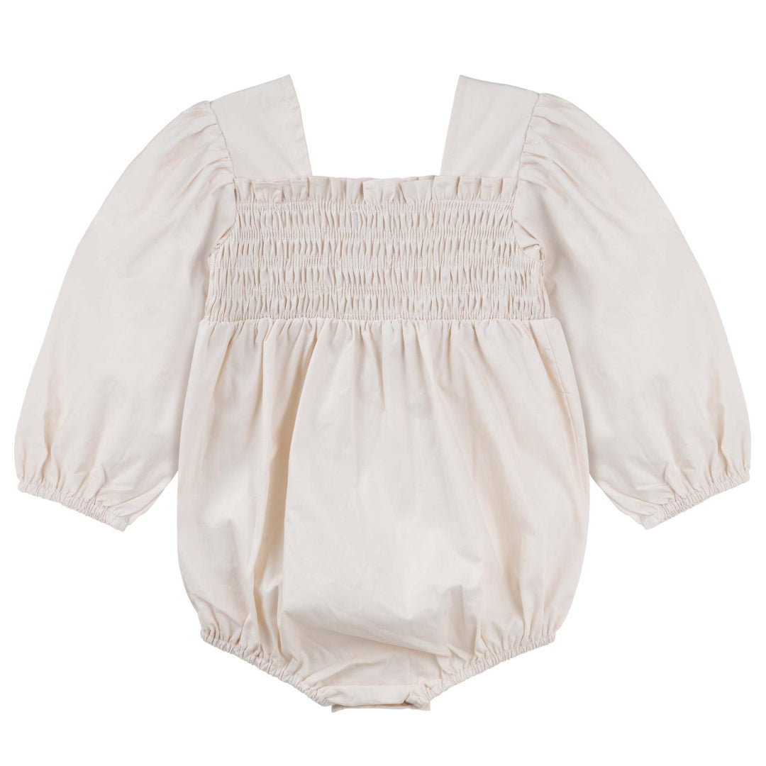 DESIGNER KIDZ LILY L/S PUFF SLEEVE ROMPER - ECRU