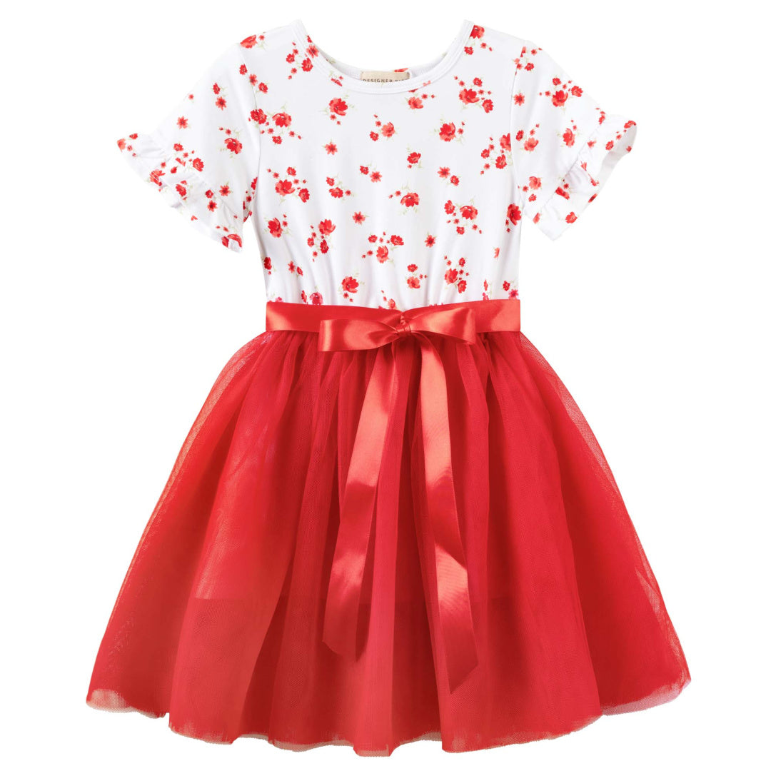 DESIGNER KIDZ ALYSSA FLORAL S/S TUTU DRESS