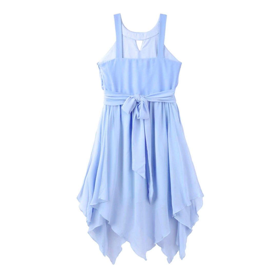 DESIGNER KIDZ ANGELINE PANELLED DRESS - POWDER BLUE