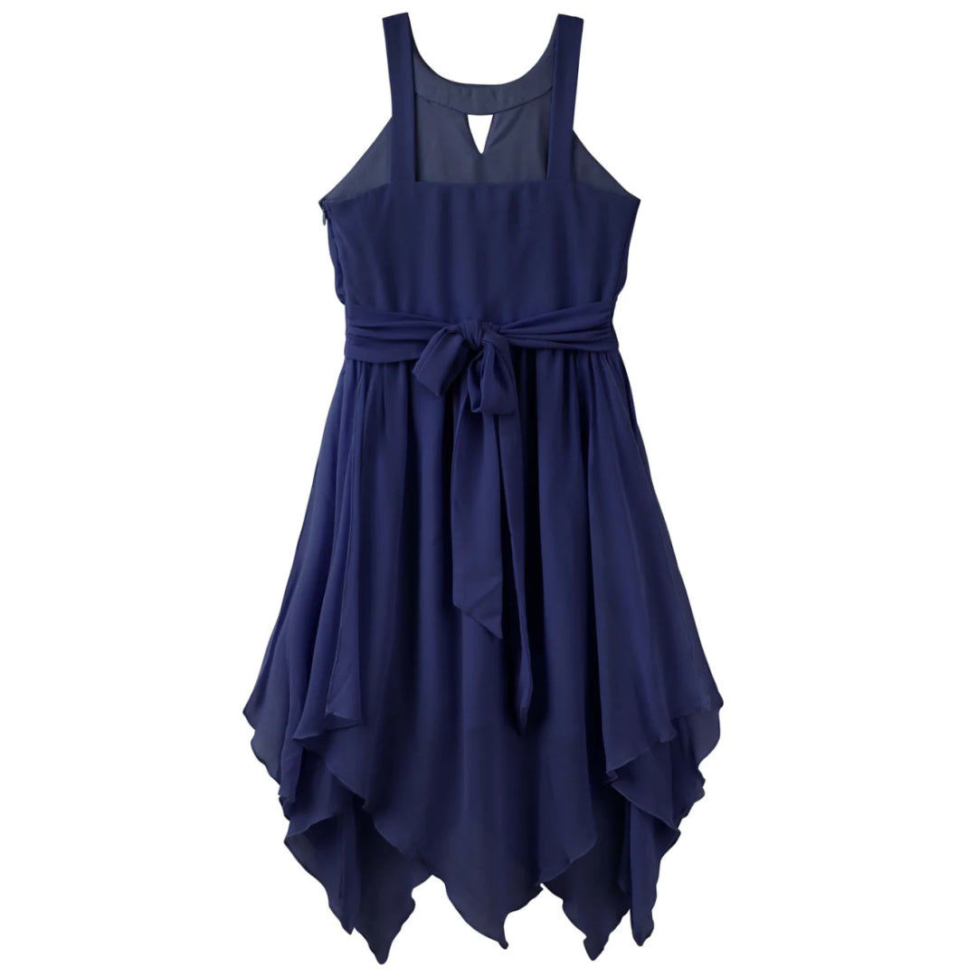 DESIGNER KIDZ ANGELINE PANELLED DRESS - NAVY