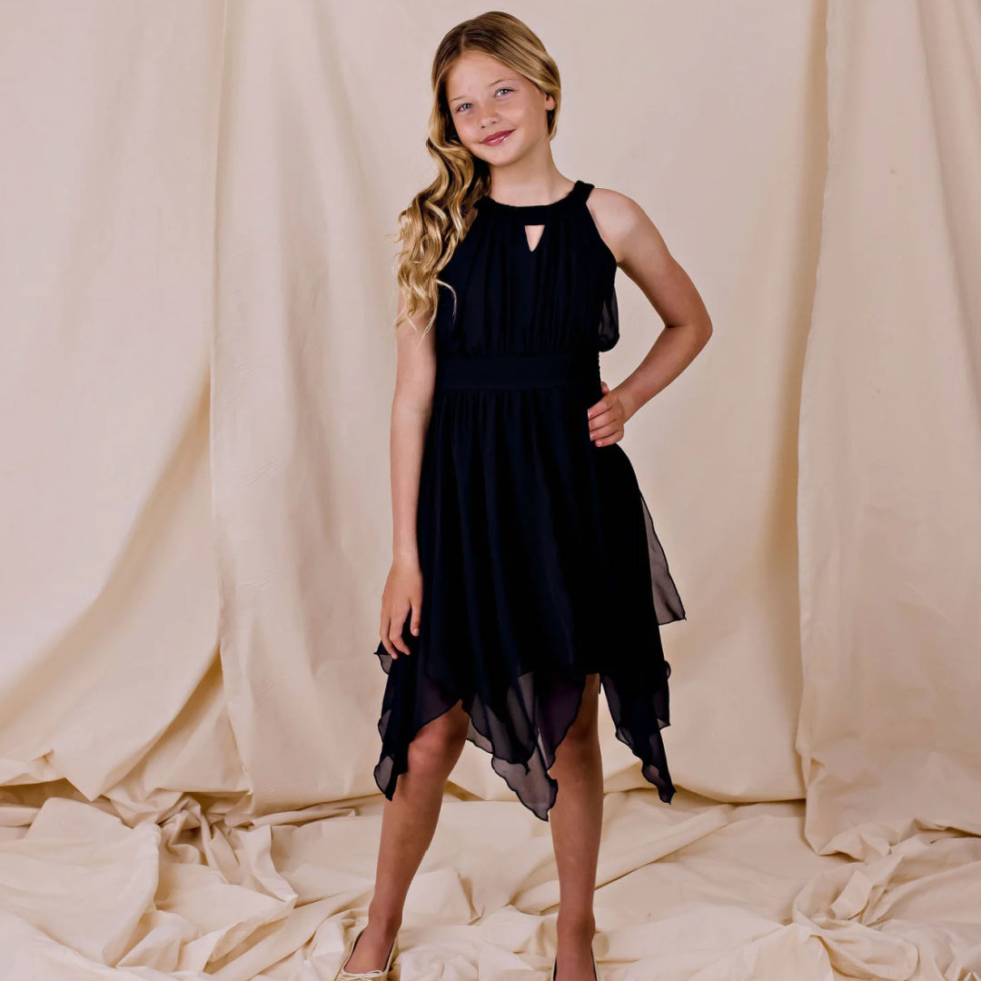 DESIGNER KIDZ ANGELINE PANELLED DRESS - NAVY