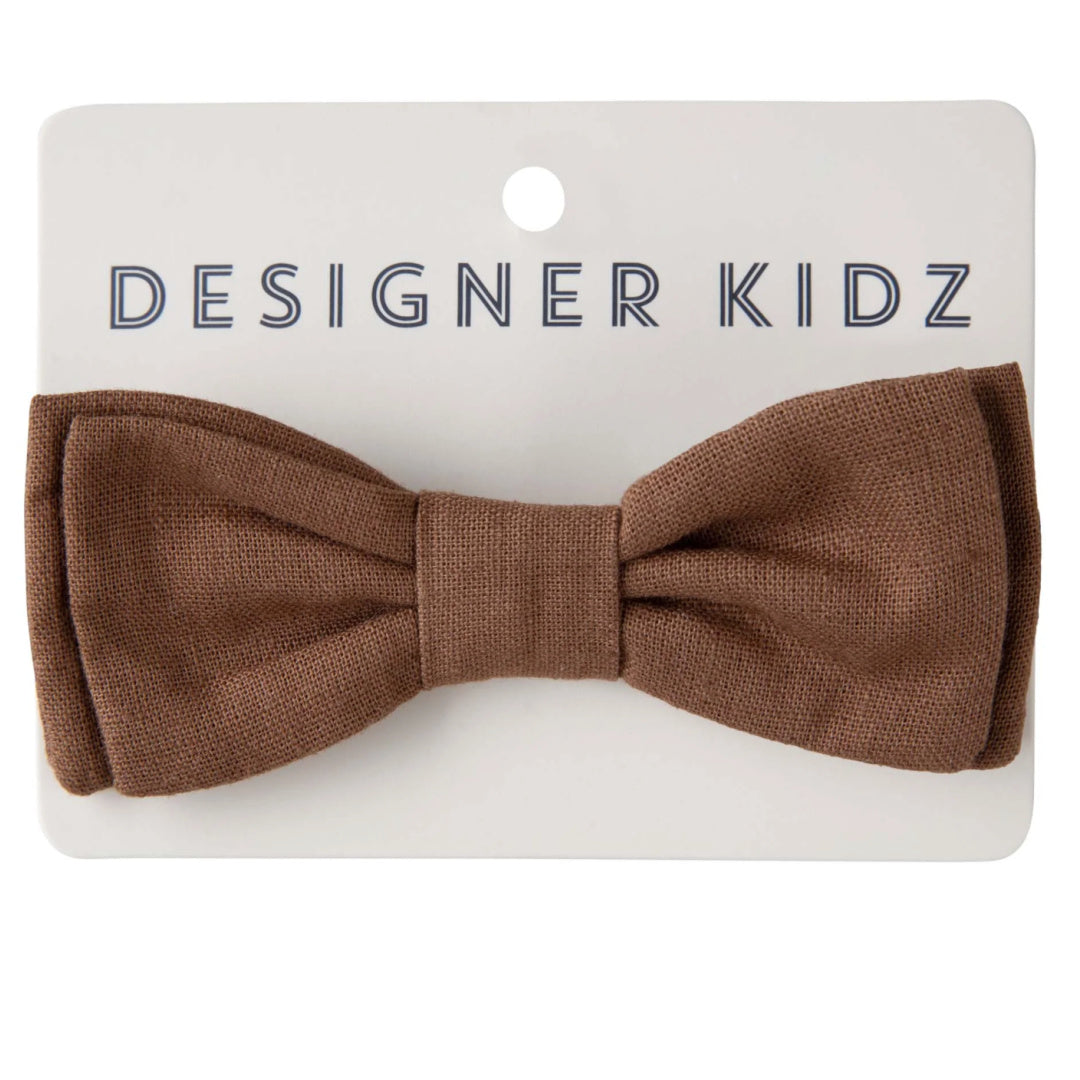 DESIGNER KIDZ BOYS FINLEY LINEN BOW TIE - CHOCOLATE