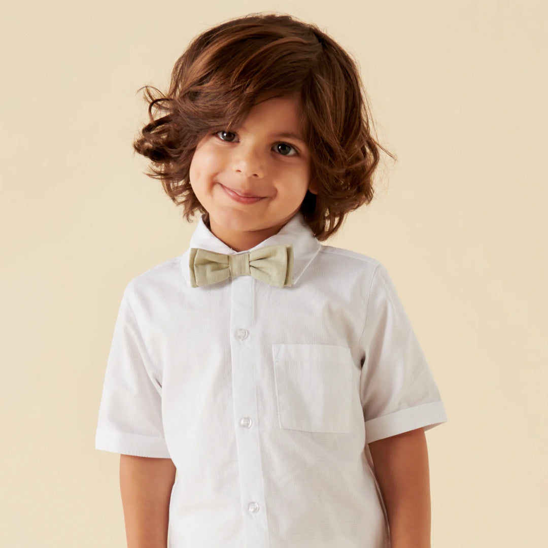 DESIGNER KIDZ BOYS FINLEY LINEN BOW TIE - PISTACHIO