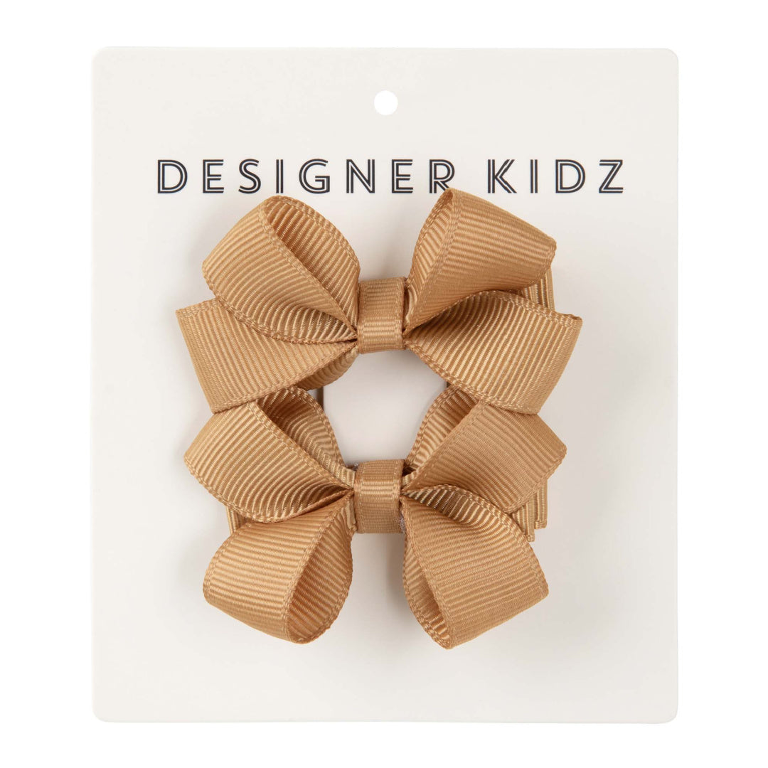 DESIGNER KIDZ BOW HAIR CLIP PACK - CARAMEL