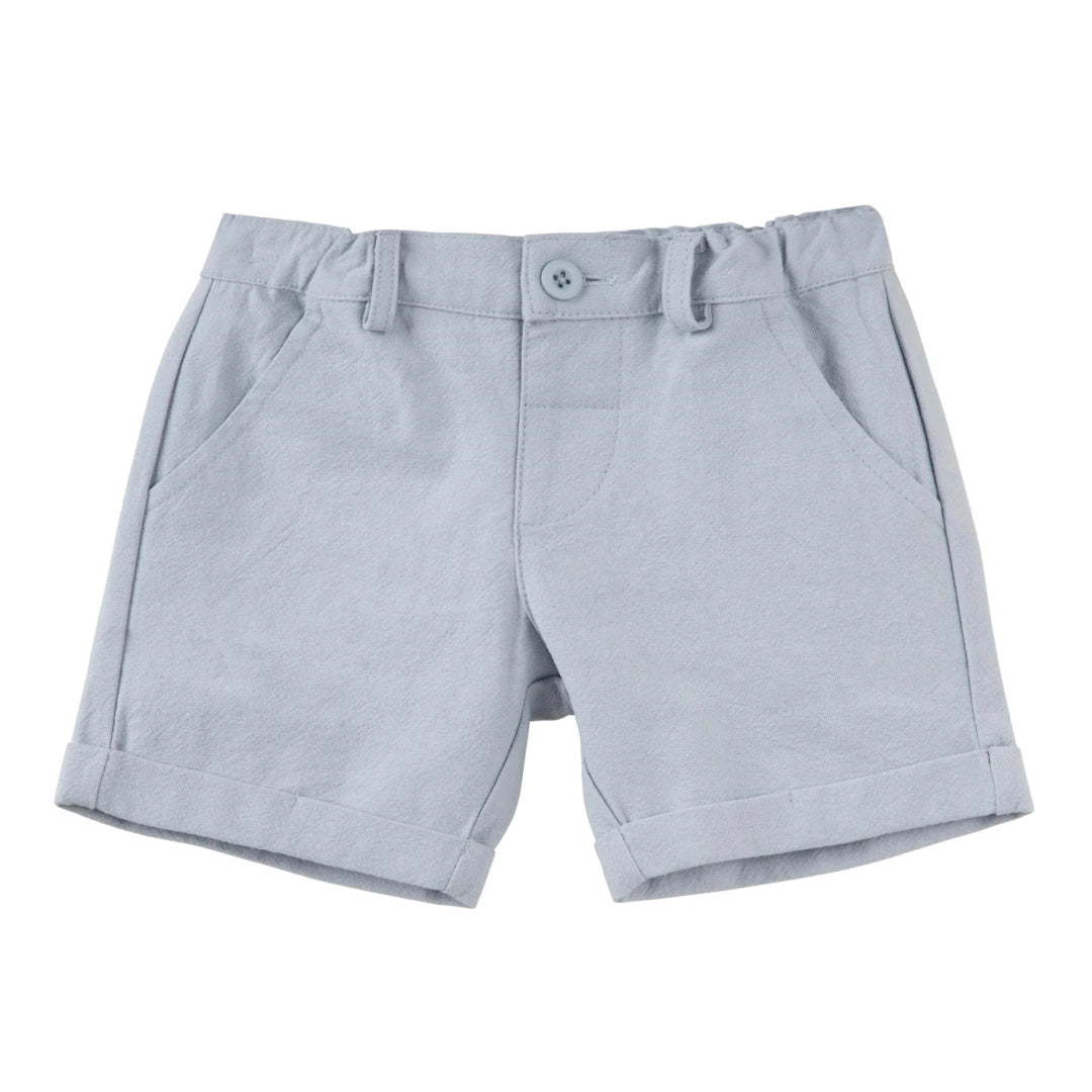 DESIGNER KIDZ BOYS FINLEY LINEN SHORTS - ICE BLUE