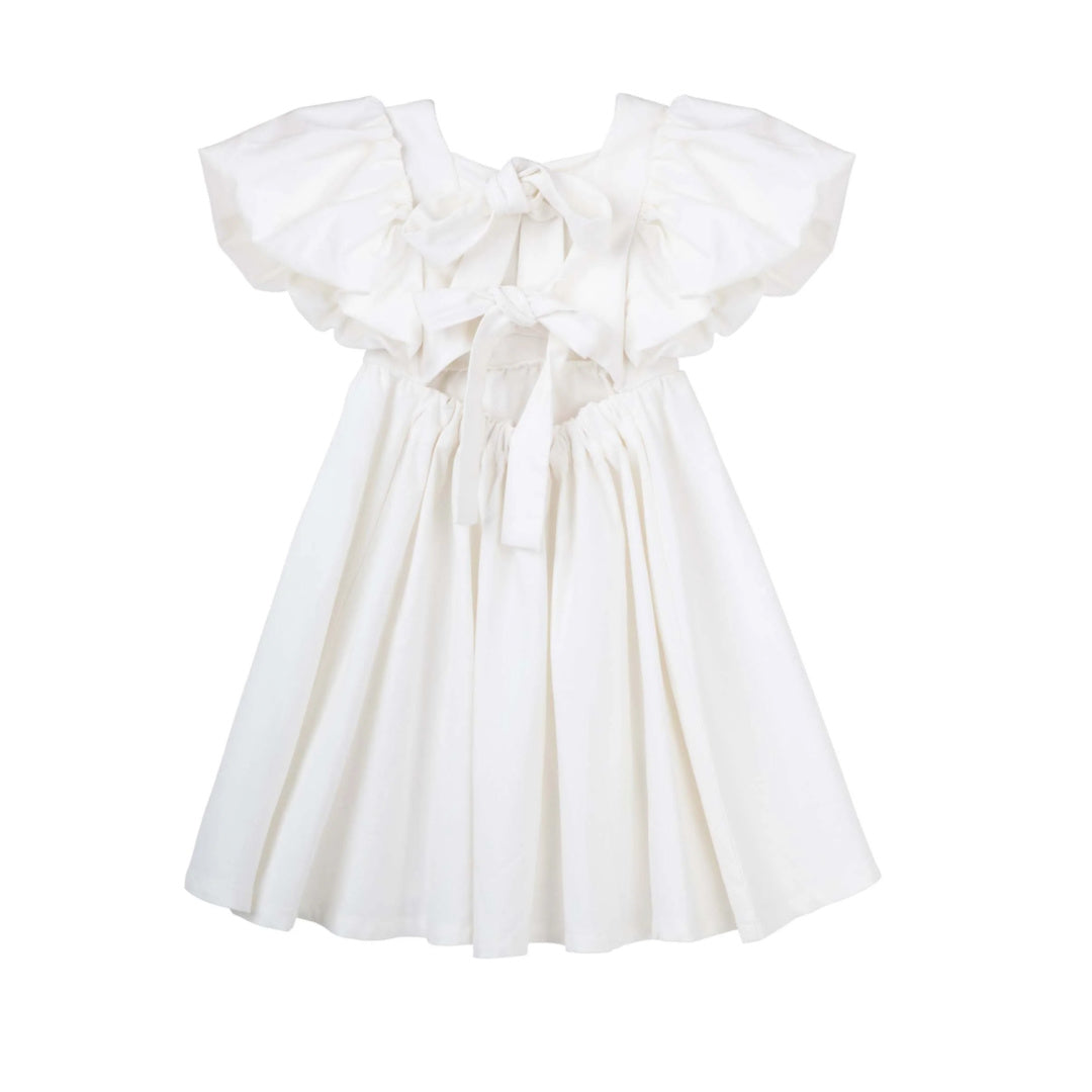 DESIGNER KIDZ GRACE TIE BACK DRESS - ECRU