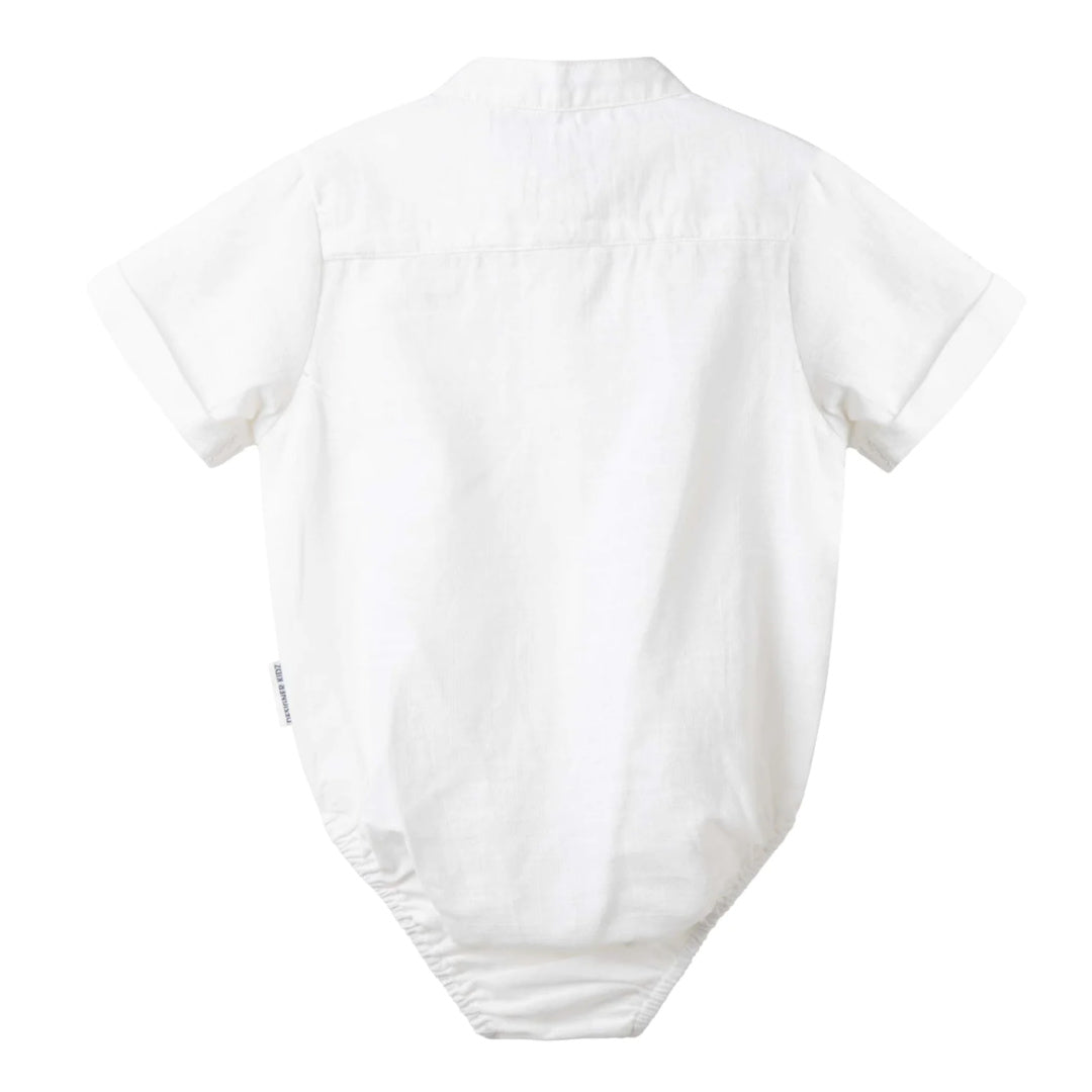 DESIGNER KIDZ LEO S/S BUTTON ROMPER - IVORY