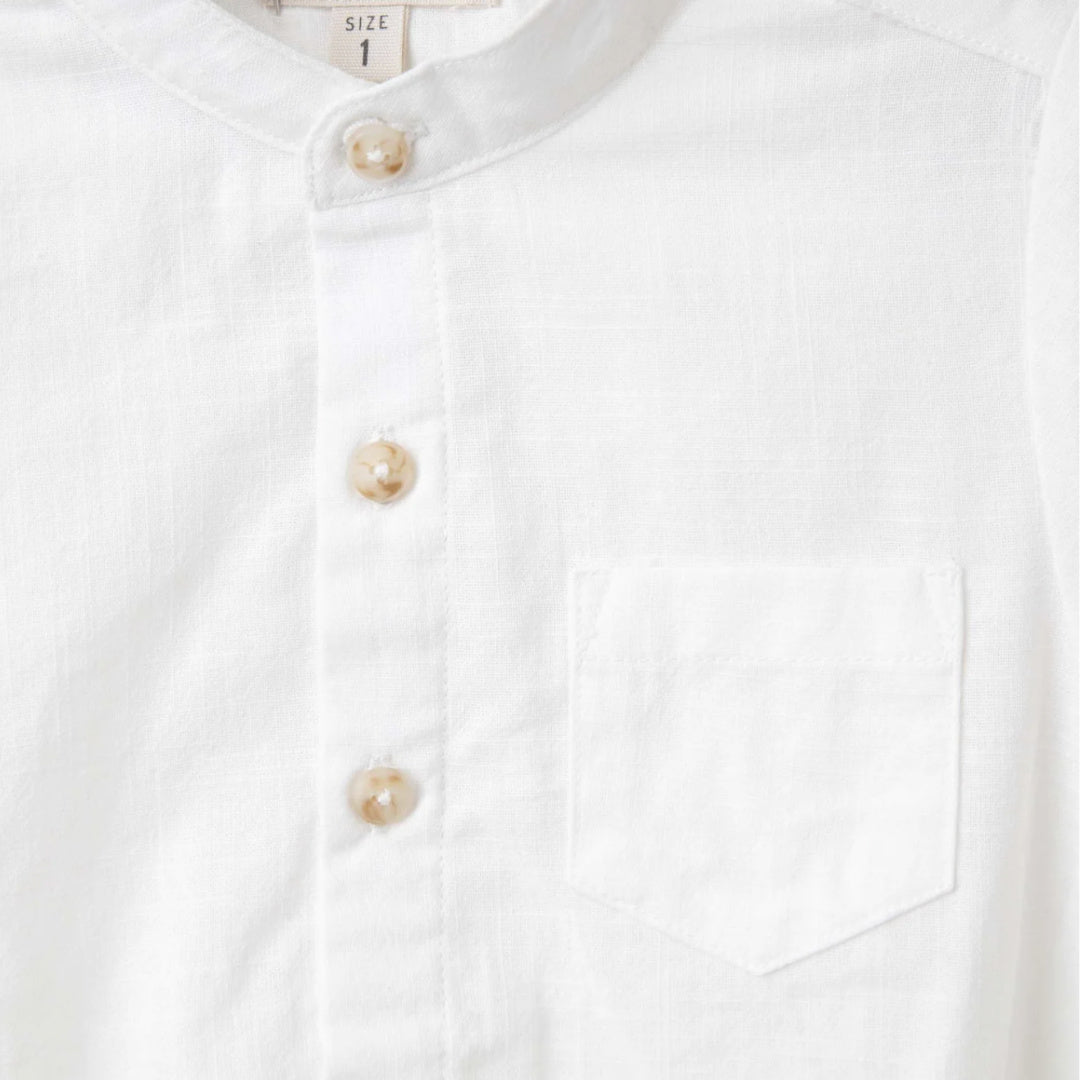 DESIGNER KIDZ LEO S/S BUTTON ROMPER - IVORY