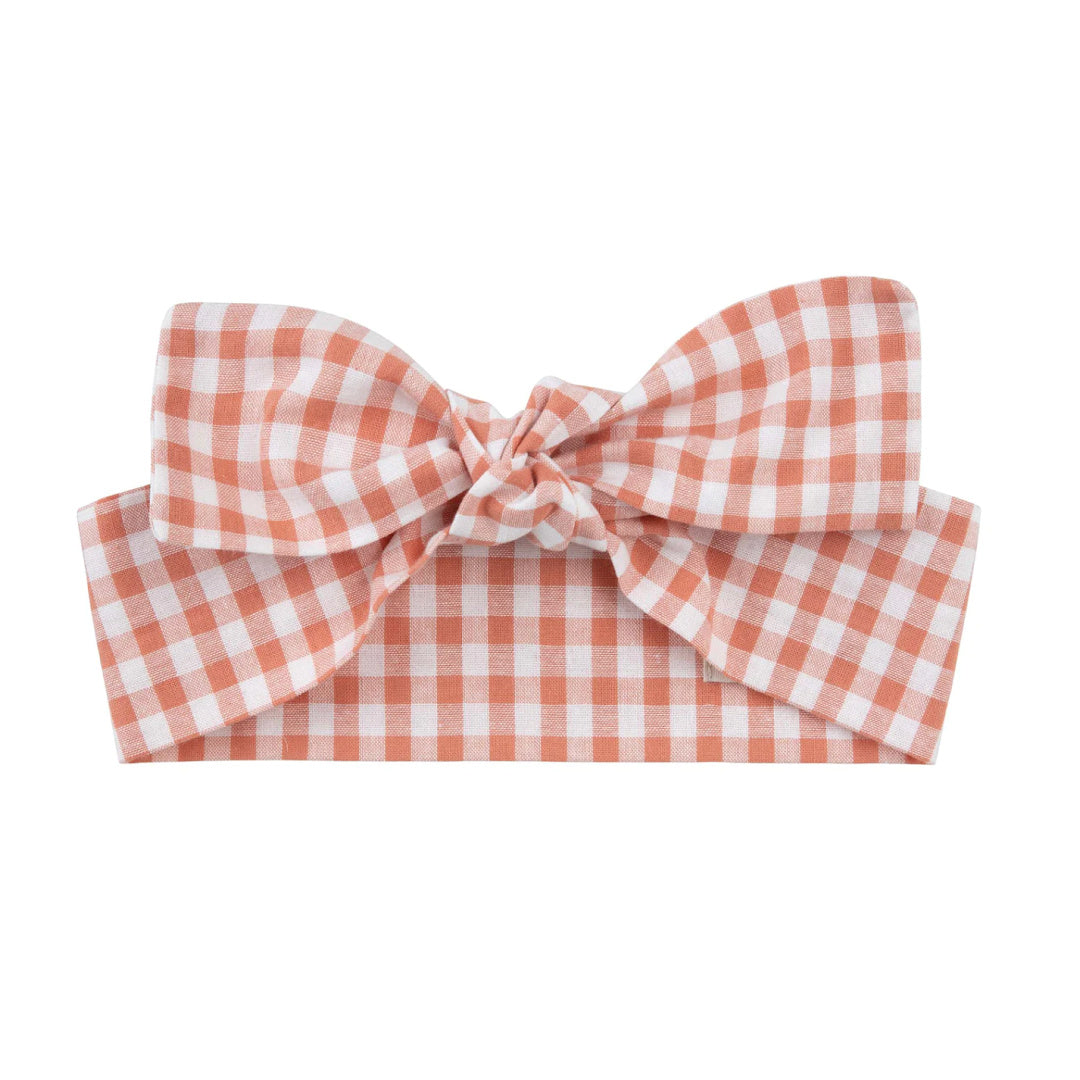 DESIGNER KIDZ LILY GINGHAM HEADBAND - TERRACOTTA