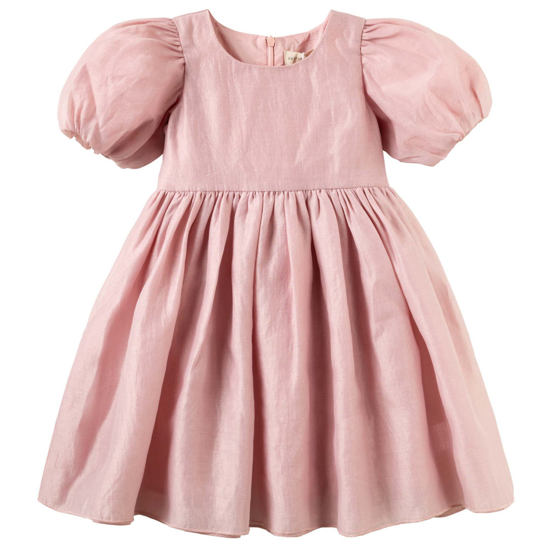 DESIGNER KIDZ NOA PUFF SLEEVE BOW BACK DRESS - BLUSH