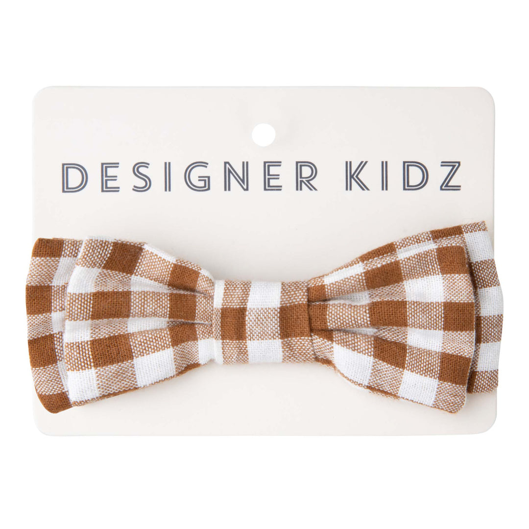 DESIGNER KIDZ BOYS OLIVER GINGHAM BOW TIE - COCOA